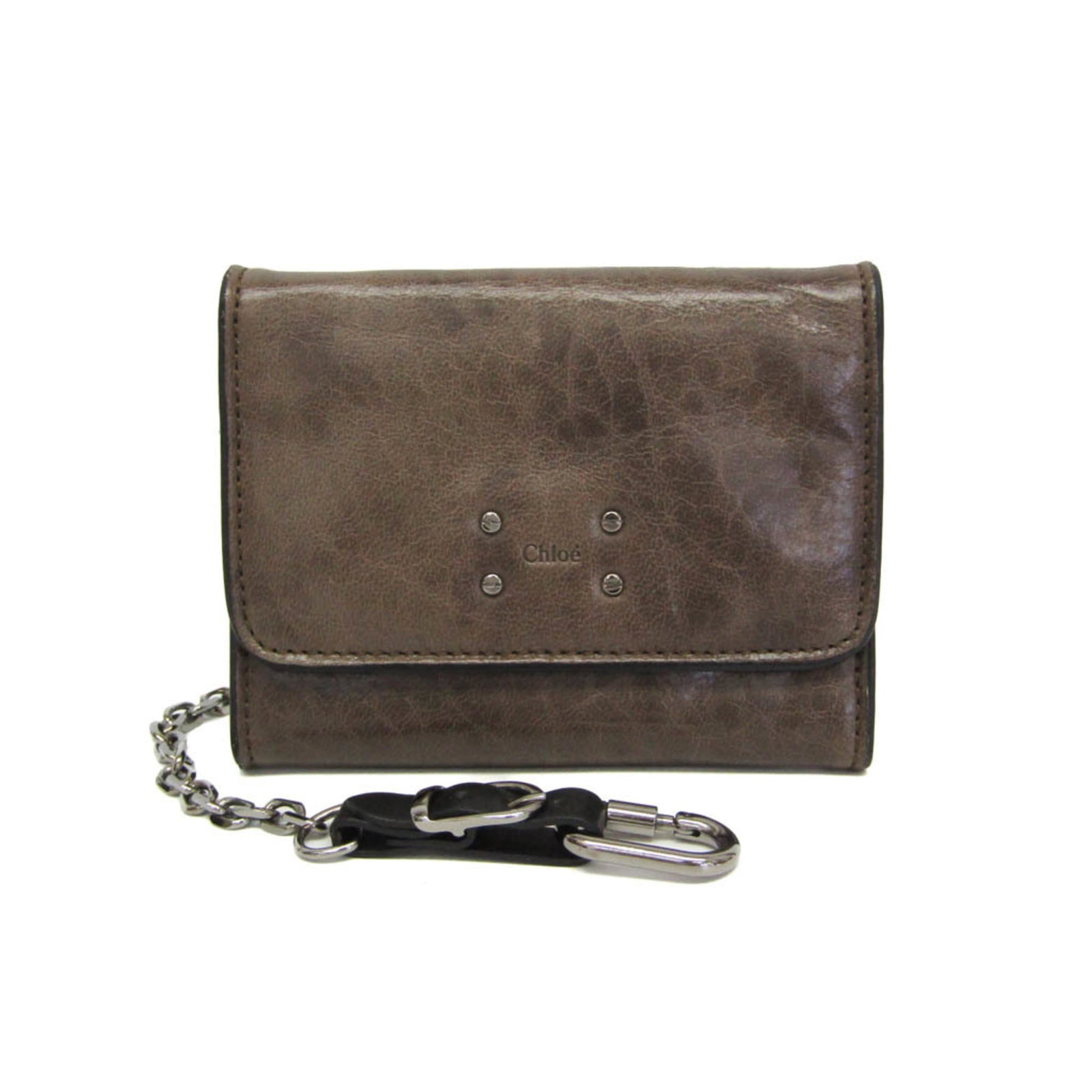 Chlo Wallet (Tri-Fold) Leather: Chlo Wallet (Tri-Fold) Leather The Chlo Wallet (Tri-Fold) Leather features a classic design with a khaki color and snap fastener closure. With its inner pocket, coin purse, card slots, and additional 