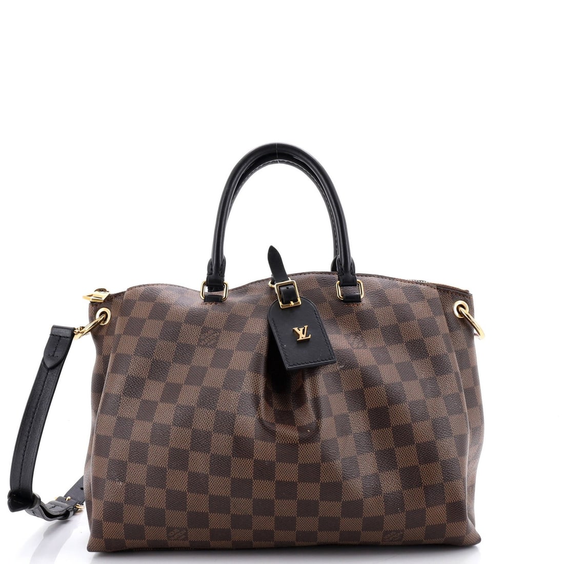 Damier MM Louis Vuitton Odeon Tote: Damier MM Louis Vuitton Odeon Tote The Damier MM Louis Vuitton Odeon Tote boasts a classic black and brown canvas exterior with gold hardware, featuring a timeless design that exudes sophistication. M