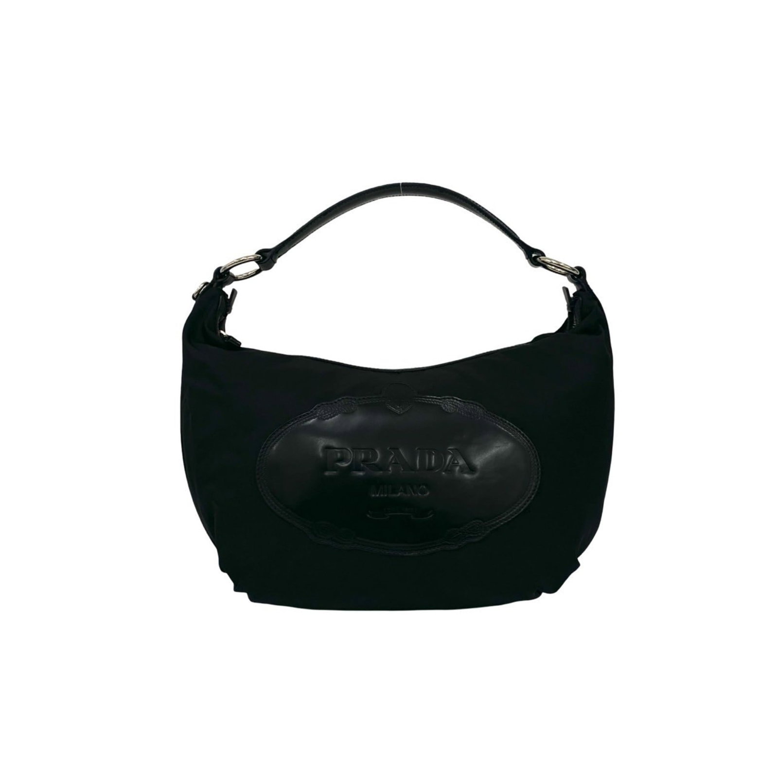 Prada Handbag Shoulder Bag Tote Bag Nylon Leather: Prada Handbag Shoulder Bag Tote Bag Nylon Leather Prada's iconic nylon and leather shoulder bag tote offers a sleek, versatile design. With its classic black color and durable construction, this used 