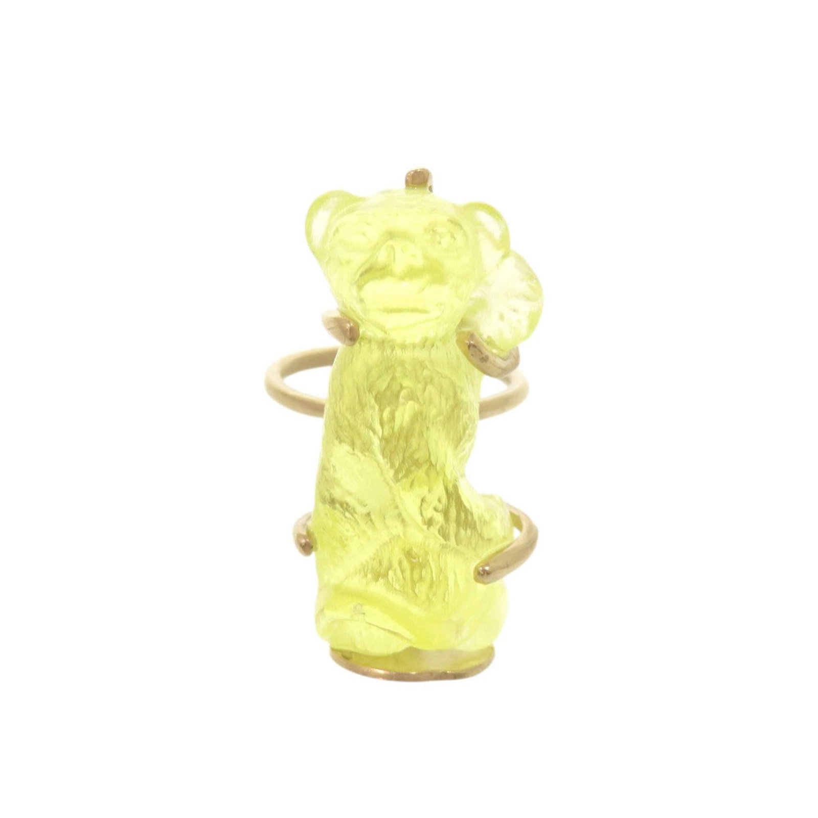 Christian Dior Band Ring Metal Plastic: Christian Dior Band Ring Metal Plastic This Christian Dior Band Ring features a gold and yellow metal design with plastic accents. A few traces of usage are visible, including some scratches and dirt,