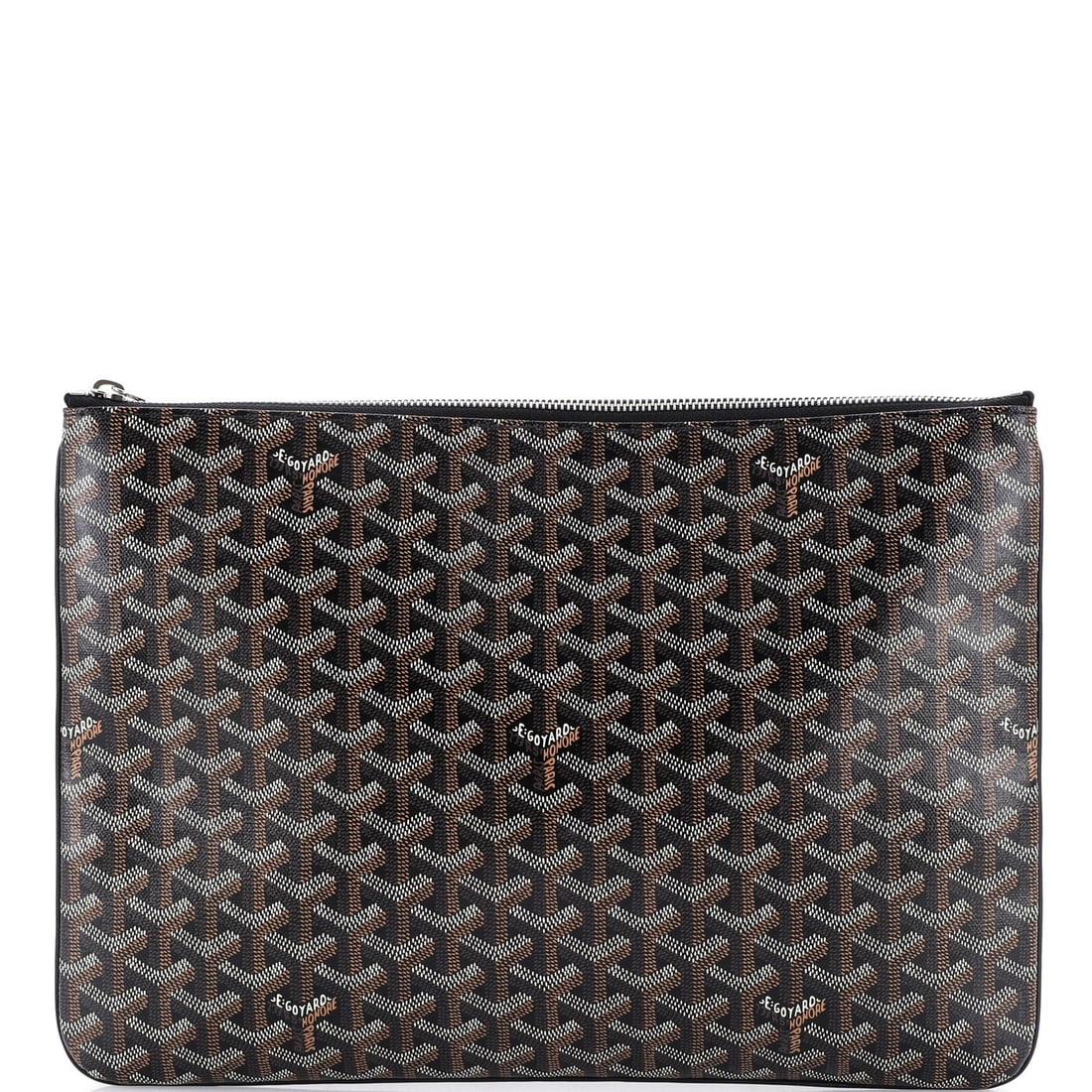 Senat Zip Pouch Coated GM Goyard: Senat Zip Pouch Coated GM Goyard The Senat Zip Pouch Coated GM Goyard is a stylish and functional bag with a canvas-coated exterior in black. Measuring 11" x 14" x 1", this coated canvas style feature