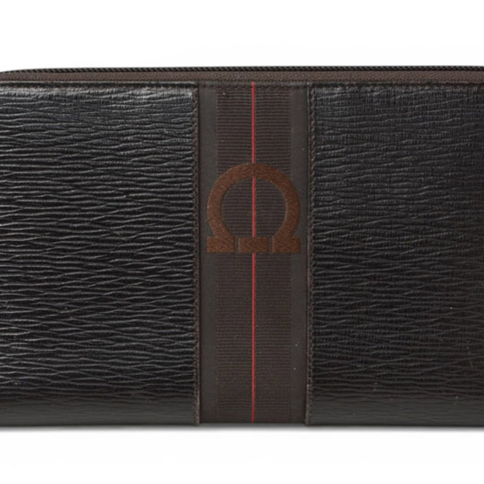 Salvatore Ferragamo Long Wallet (Bi-Fold) Leather: Salvatore Ferragamo Long Wallet (Bi-Fold) Leather The Salvatore Ferragamo Long Wallet (Bi-Fold) Leather features a classic design with a dark brown and red color combination, adding a touch of eleganc