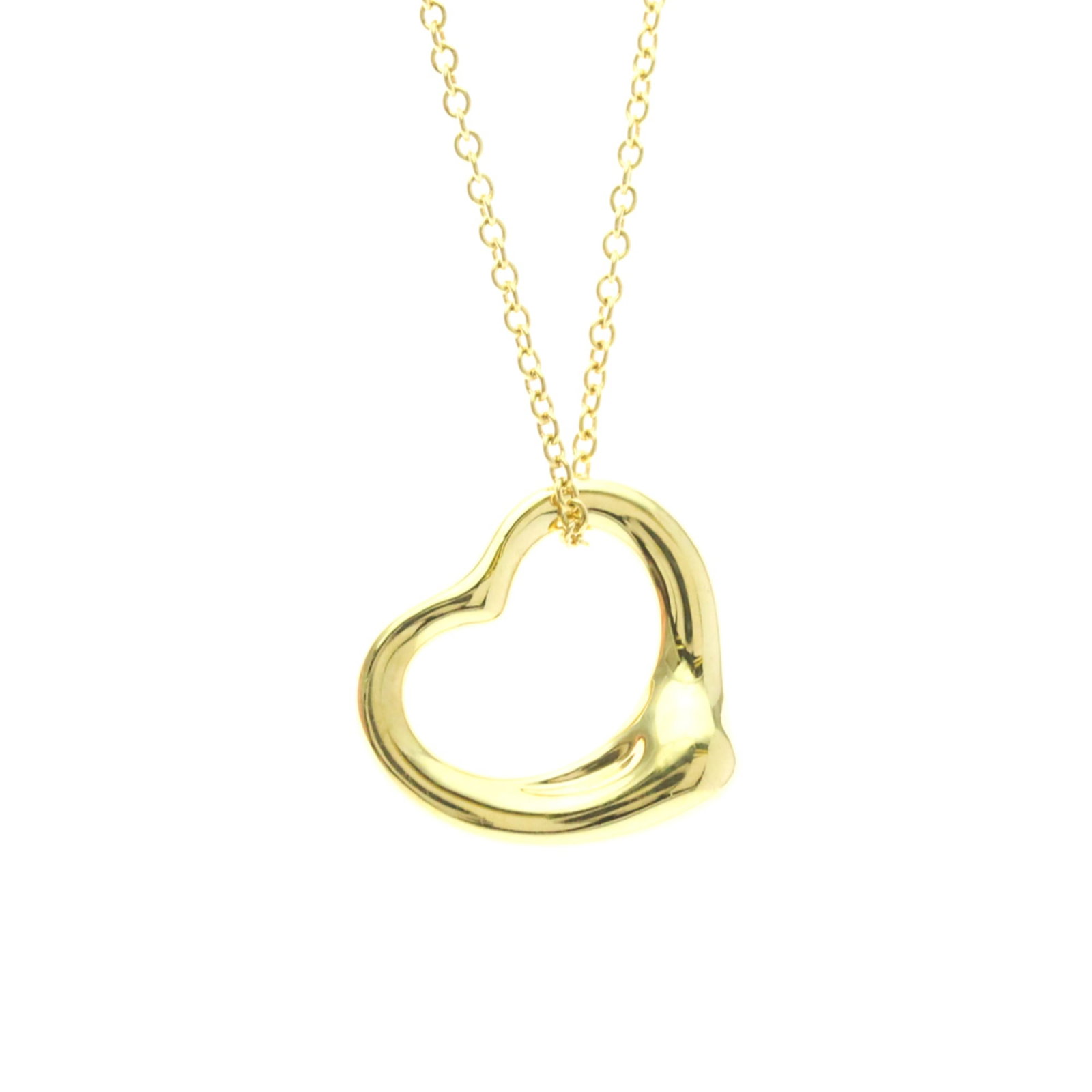 Tiffany Open Heart Yellow Gold (18K) No Stone Womenmen Fashion Pendant Necklace (Gold): Tiffany Open Heart Yellow Gold (18K) No Stone Womenmen Fashion Pendant Necklace (Gold) Tiffany's iconic Open Heart design shines in this 18K yellow gold pendant necklace. With its classic fashion