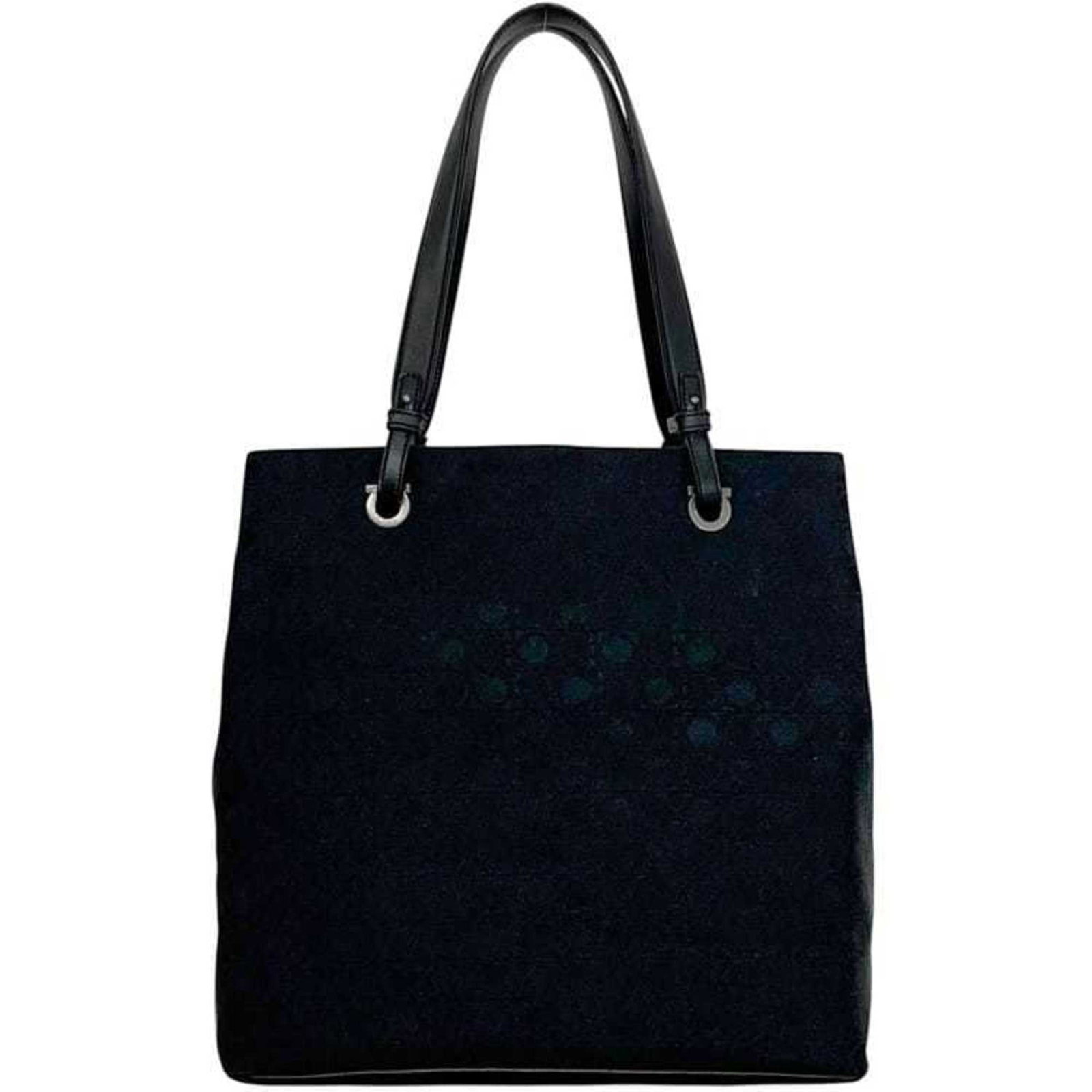 Salvatore Ferragamo Tote Bag Canvas Leather: Salvatore Ferragamo Tote Bag Canvas Leather This Salvatore Ferragamo tote bag boasts a timeless design with its canvas and leather construction. The classic black color and spacious interior make it