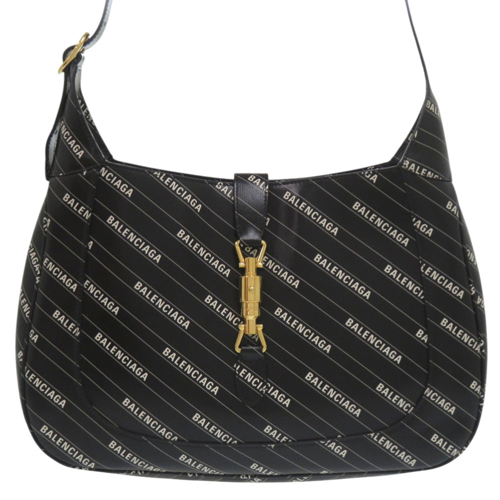 Gucci Shoulder Bag Leather: Gucci Shoulder Bag Leather This Gucci shoulder bag features high-quality leather in black and white colors. With some minor scratches and dirt, it has been well-cared for and remains in very good cond