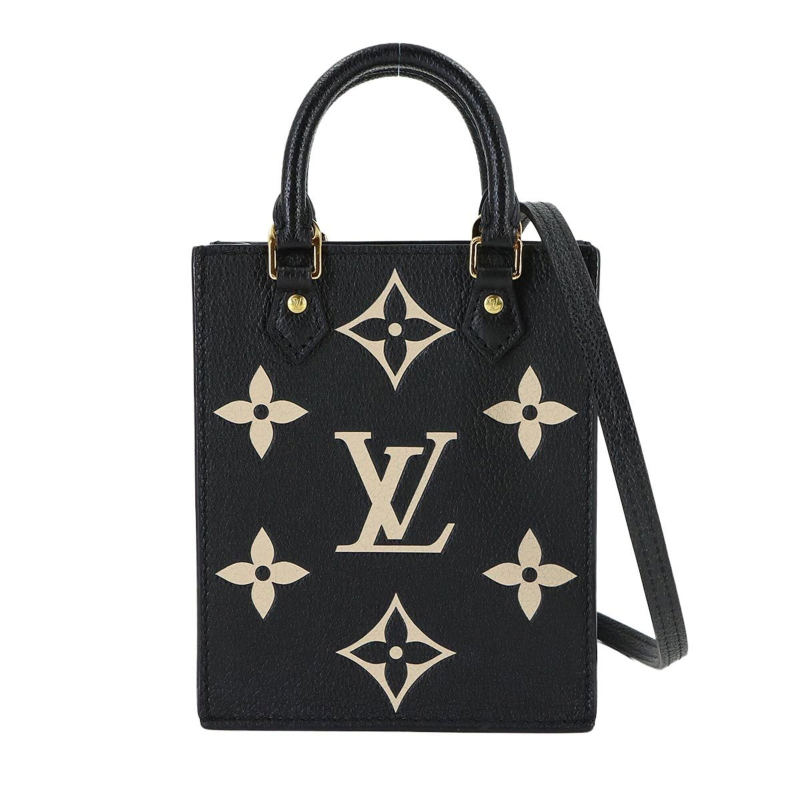 Louis Vuitton Handbag Monogram Empreinte: Louis Vuitton Handbag Monogram Empreinte The Louis Vuitton Handbag Monogram Empreinte is a timeless piece of luxury, boasting its iconic monogram pattern in beige and black hues. Made from