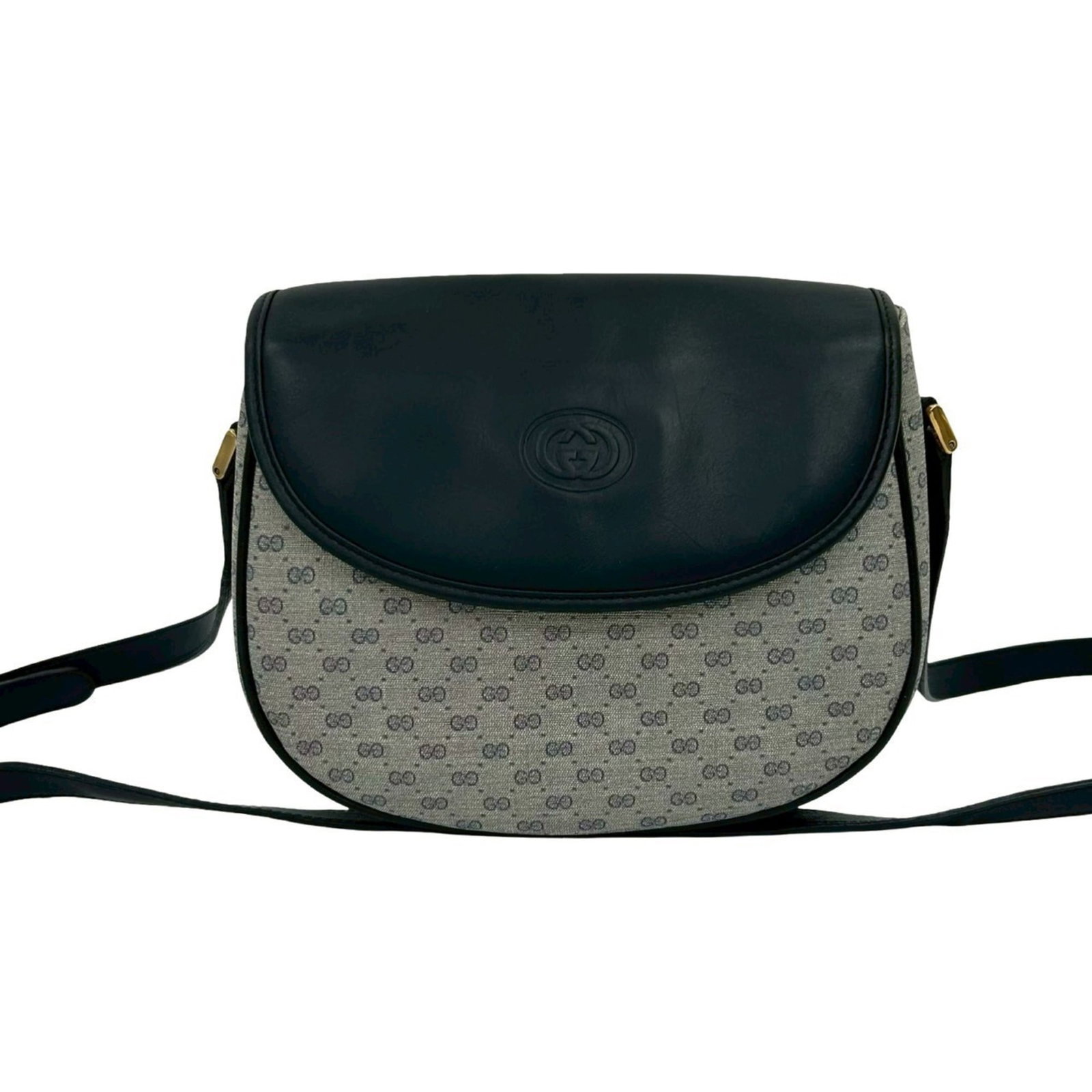 Gucci Pochette Shoulder Bag Leather Pvc: Gucci Pochette Shoulder Bag Leather Pvc Gucci's iconic Pochette Shoulder Bag features a striking navy color and sleek design. Made from high-quality leather and PVC, this versatile bag boasts a unique