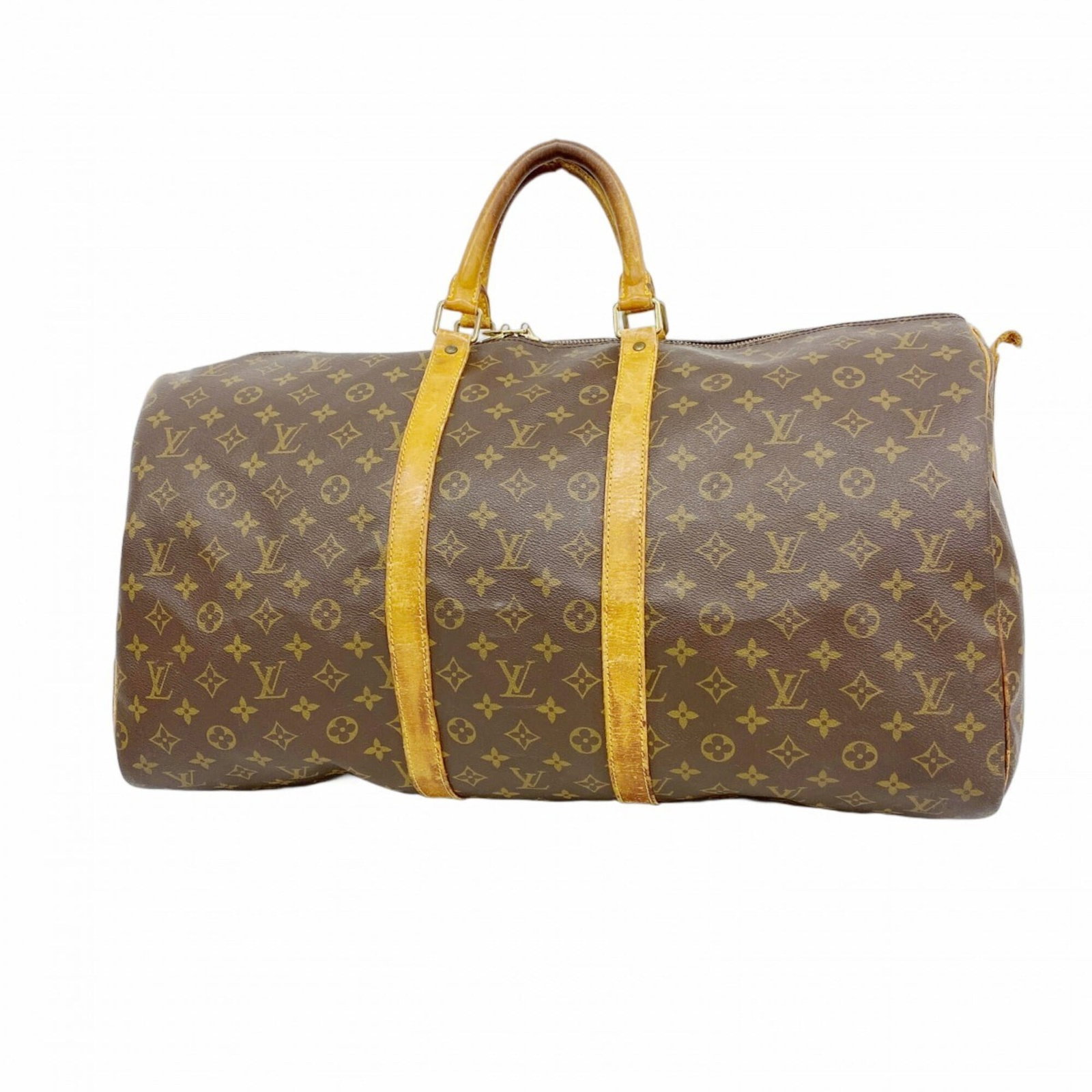 Louis Vuitton Boston Bag: Louis Vuitton Boston Bag The Louis Vuitton Boston Bag boasts its classic design with a timeless brown hue. Measuring 31cm x 55.5cm x 26cm, this iconic bag features traces of usage and minor damages,