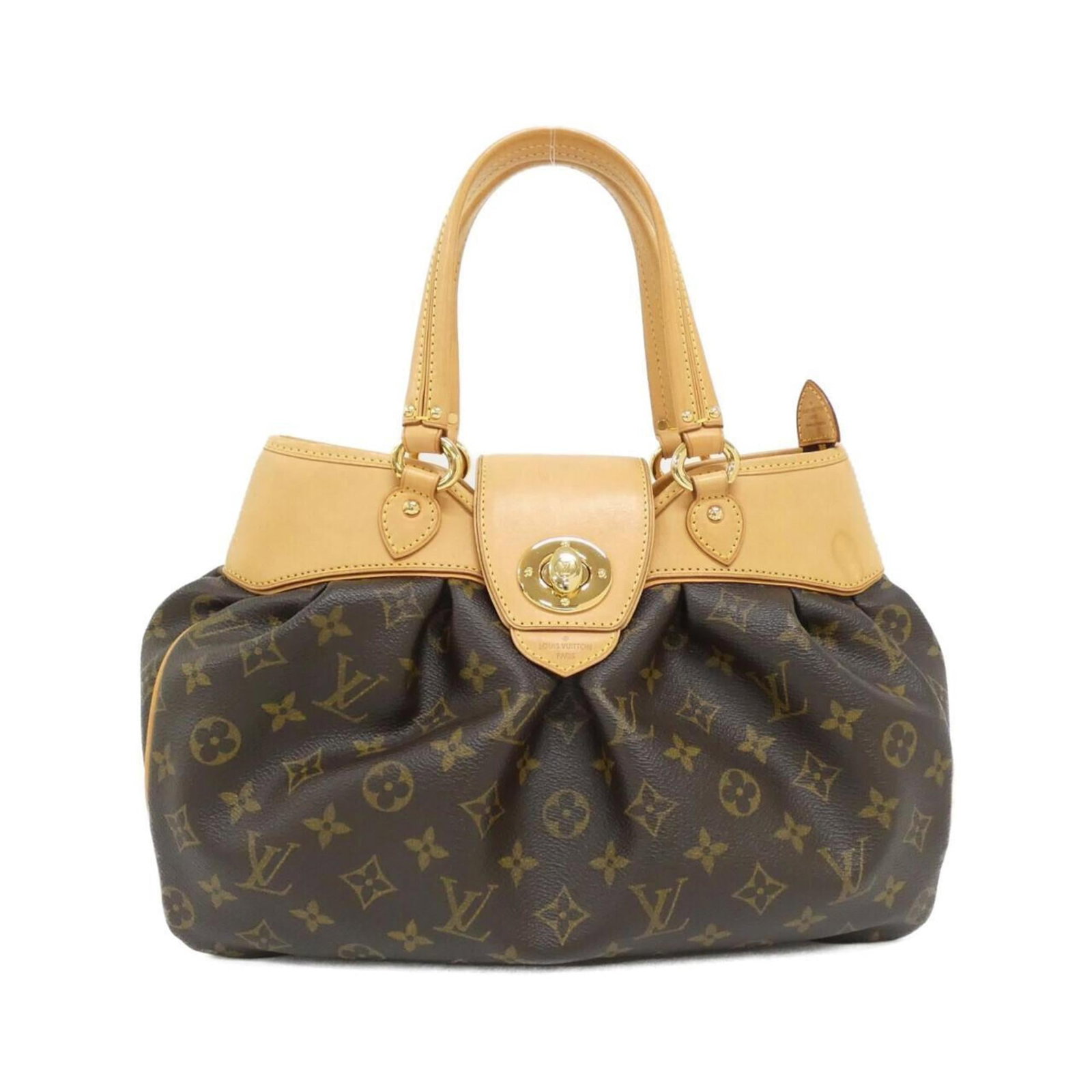 Louis Vuitton Handbag Coated Canvas: Louis Vuitton Handbag Coated Canvas Coated canvas construction gives this Louis Vuitton handbag its distinctive look and feel. The gold hardware adds a touch of luxury to the marron-colored bag, which