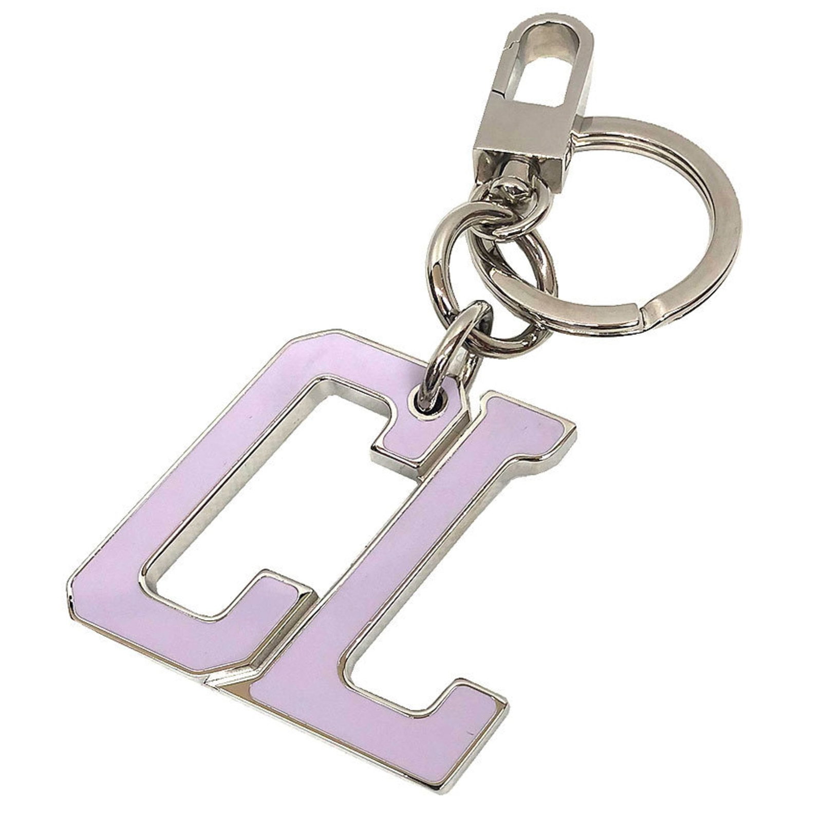 Christian Louboutin Keyring Metal: Christian Louboutin Keyring Metal This Christian Louboutin Keyring Metal features a striking pink and silver design. Made from metal, it has a few traces of usage with some minor scratches and dirt, s