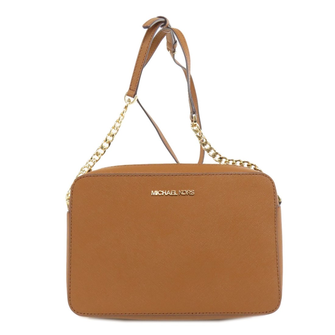 PVC shoulder bag logo by Michael Kors: PVC shoulder bag logo by Michael Kors The Michael Kors PVC shoulder bag boasts a stylish brown exterior made from durable PVC material. A notable feature of this bag is its logo, which adds a touch of