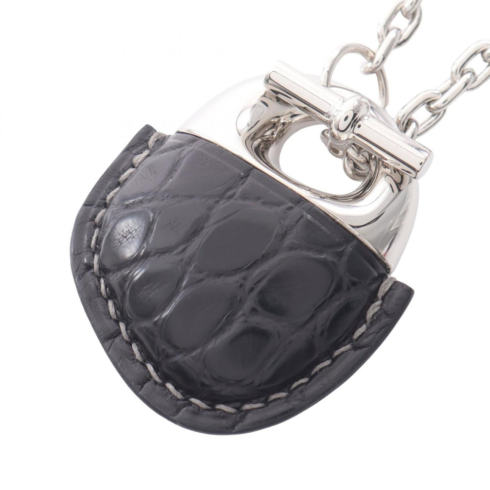 Hermes Herms Gall Gune Necklace In Stainless Steel And Leather Available Silver Black.: Hermes Herms Gall Gune Necklace In Stainless Steel And Leather Available Silver Black. Stainless steel and supple leather come together in this sleek Hermes Gall Gune Necklace, available in both silve