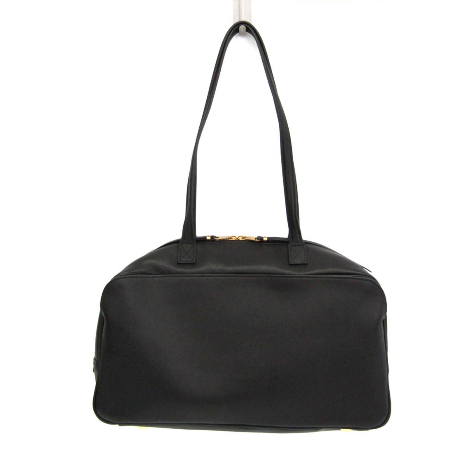 Balenciaga Handbag Shoulder Bag Leather: Balenciaga Handbag Shoulder Bag Leather The Balenciaga Handbag Shoulder Bag Leather features a sleek black leather design with a zipper closure and two functional pockets for added convenience. With i
