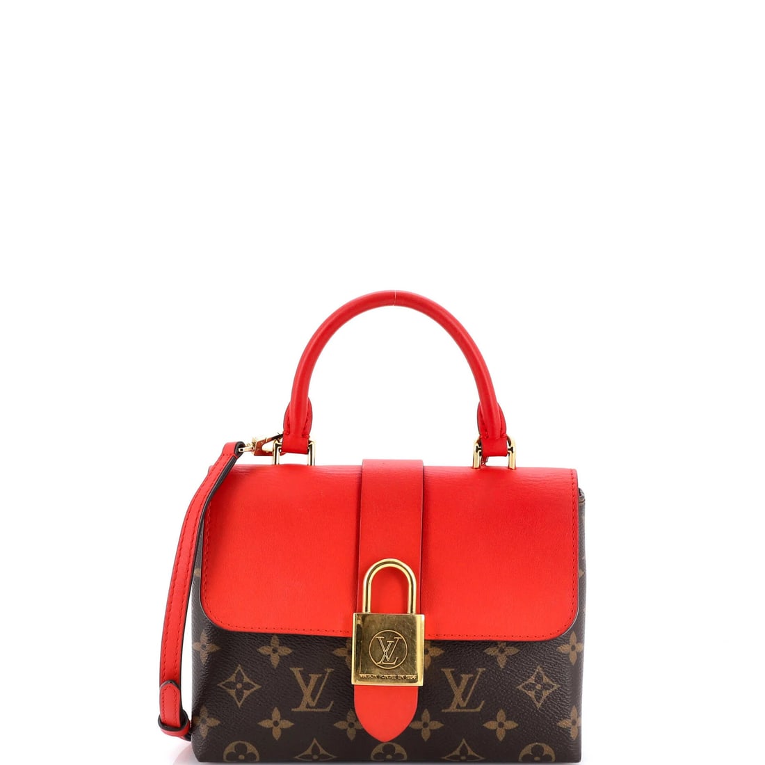 Handbag Monogram Canvas with Leather Locky Louis Vuitton: Handbag Monogram Canvas with Leather Locky Louis Vuitton Red Handbag Monogram Canvas with Leather Locky Louis Vuitton features a classic top handle design and bold exterior color. The interior is