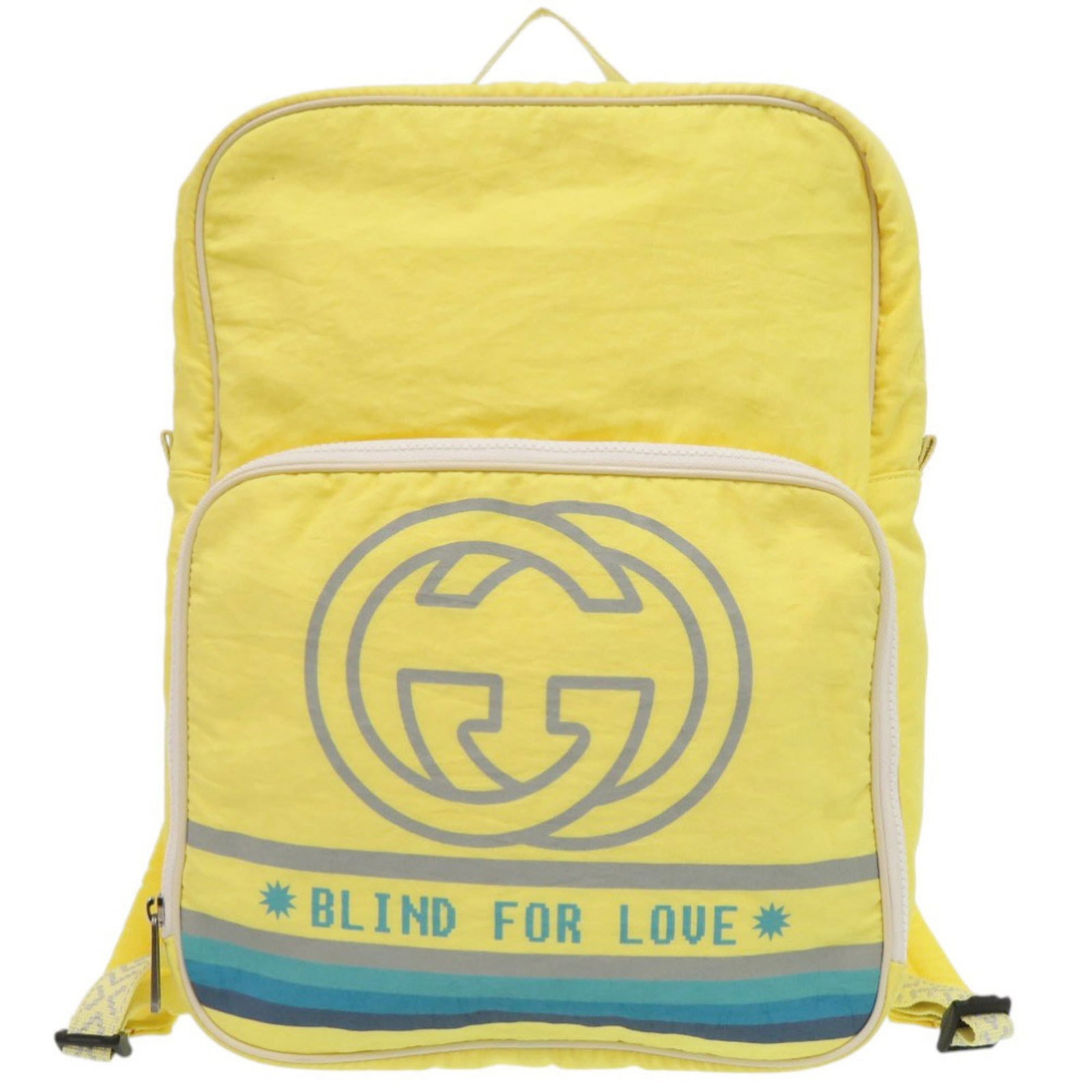 Gucci Backpack Nylon: Gucci Backpack Nylon Yellow Gucci Backpack Nylon in excellent used condition. This iconic nylon backpack features a bright yellow color and a sturdy zipper closure, with some minor scratches and dirt