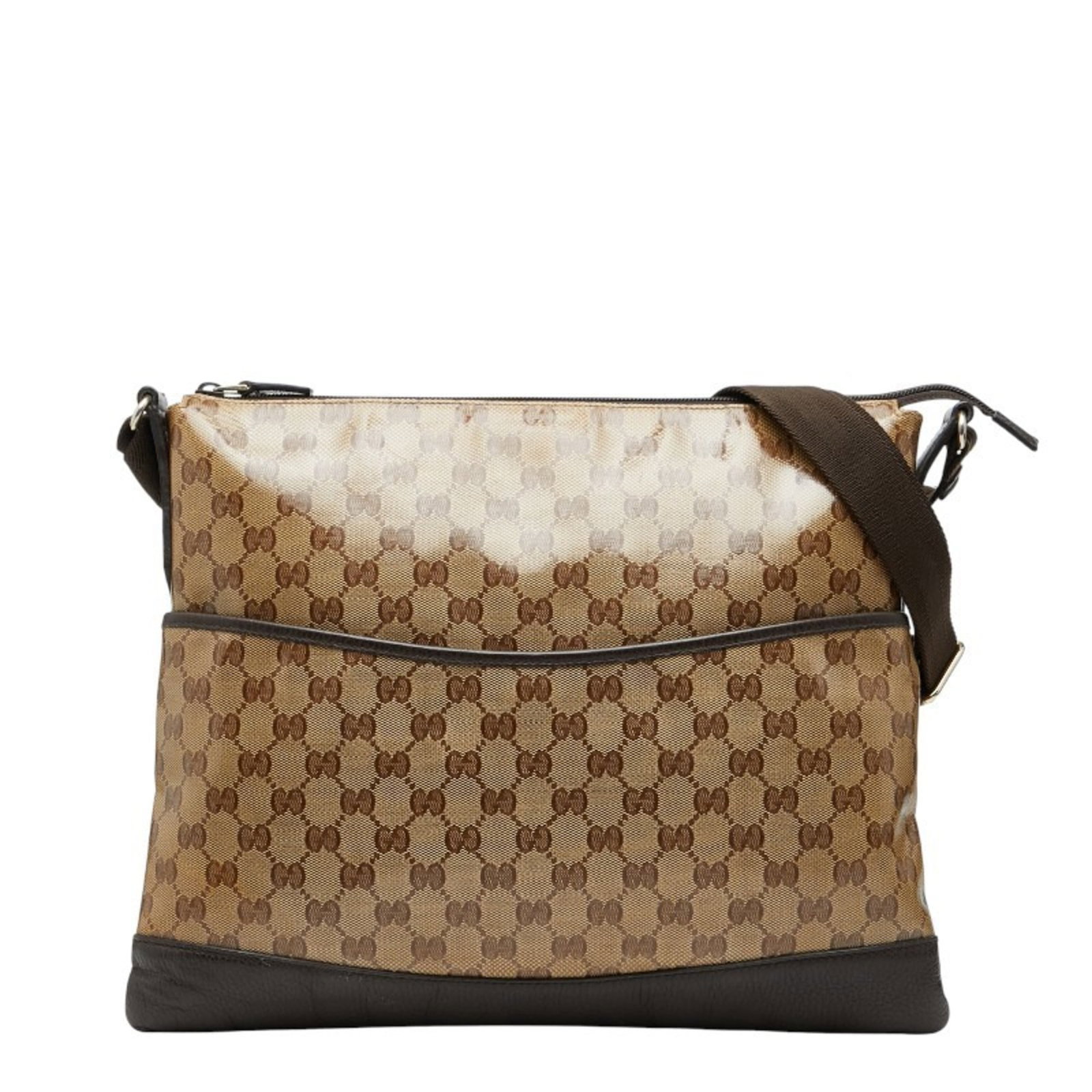 Gucci Shoulder Bag Pvc Leather: Gucci Shoulder Bag Pvc Leather This Gucci shoulder bag boasts a unique combination of Pvc and leather materials in beige and brown hues. Measuring 30cm x 37cm x 2cm, its compact size makes it perfect 