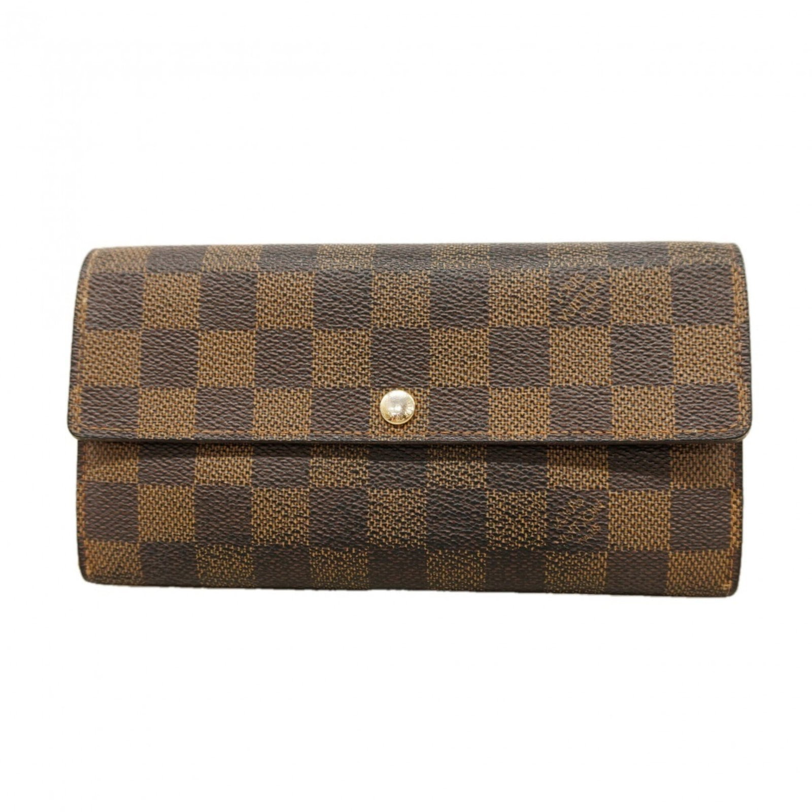 Louis Vuitton Long Wallet (Bi-Fold): Louis Vuitton Long Wallet (Bi-Fold) The Louis Vuitton Long Wallet (Bi-Fold) features a classic design with Ebene leather, measuring 10.5cm x 18.5cm x 3cm. This used bi-fold wallet showcases subtle sig