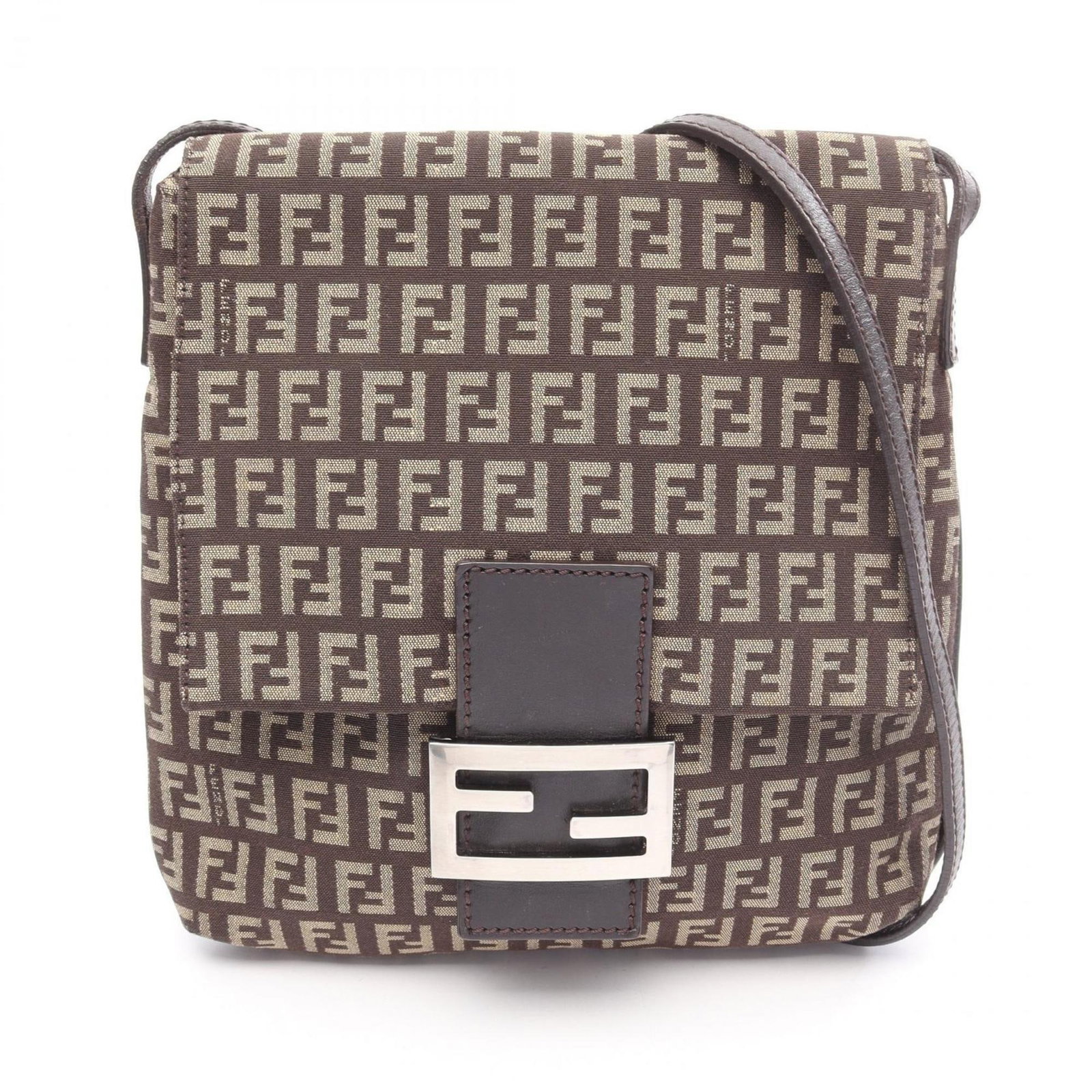 Fendi Shoulder Bag Canvas Leather: Fendi Shoulder Bag Canvas Leather This Fendi shoulder bag features a unique combination of canvas and leather materials in a classic brown hue. With its timeless design and moderate size, it's perfect
