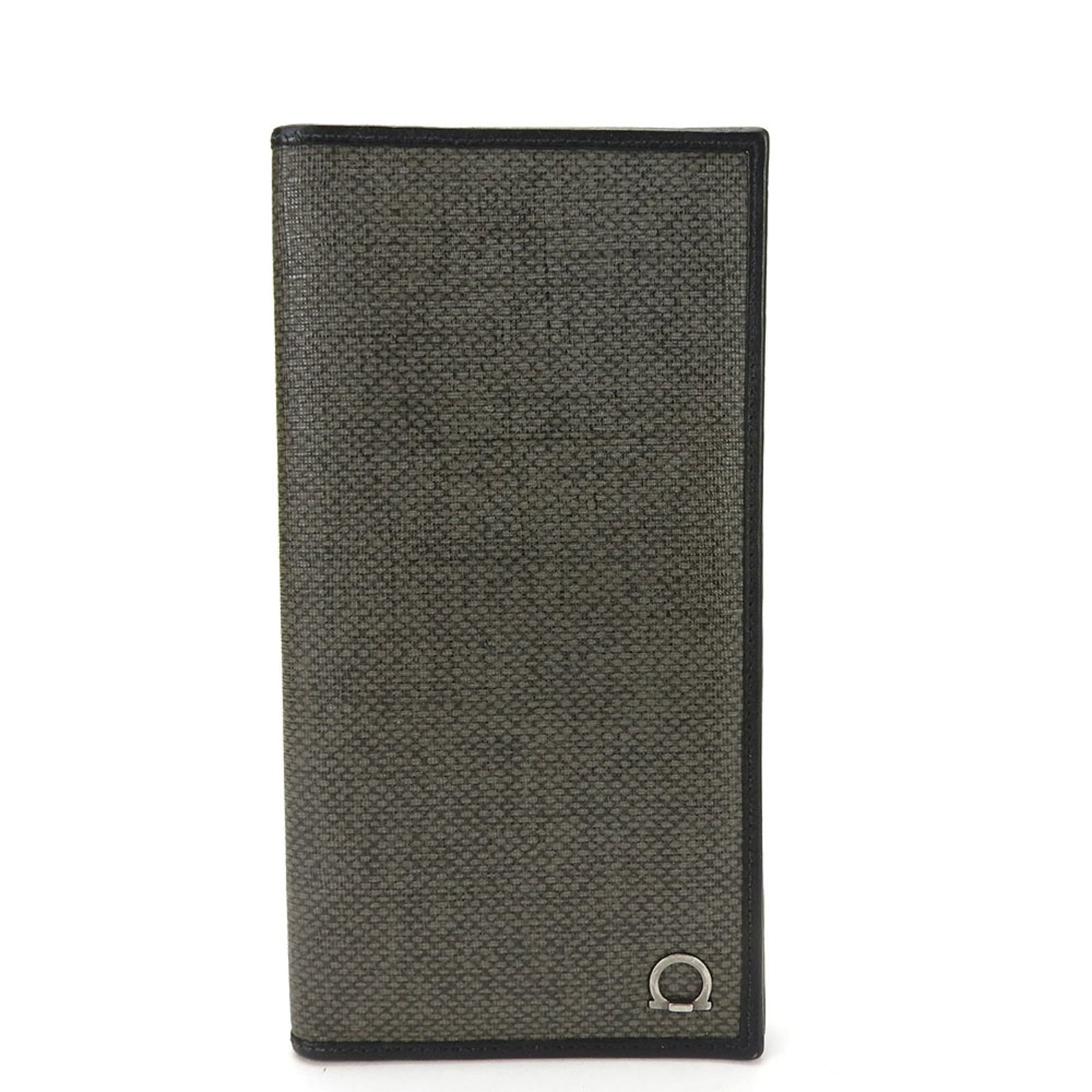 Salvatore Ferragamo Long Wallet (Bi-Fold) Pvc Leather: Salvatore Ferragamo Long Wallet (Bi-Fold) Pvc Leather The Salvatore Ferragamo Long Wallet (Bi-Fold) Pvc Leather features a sleek black and gray design with an open closure. Made from high-quality pvc 