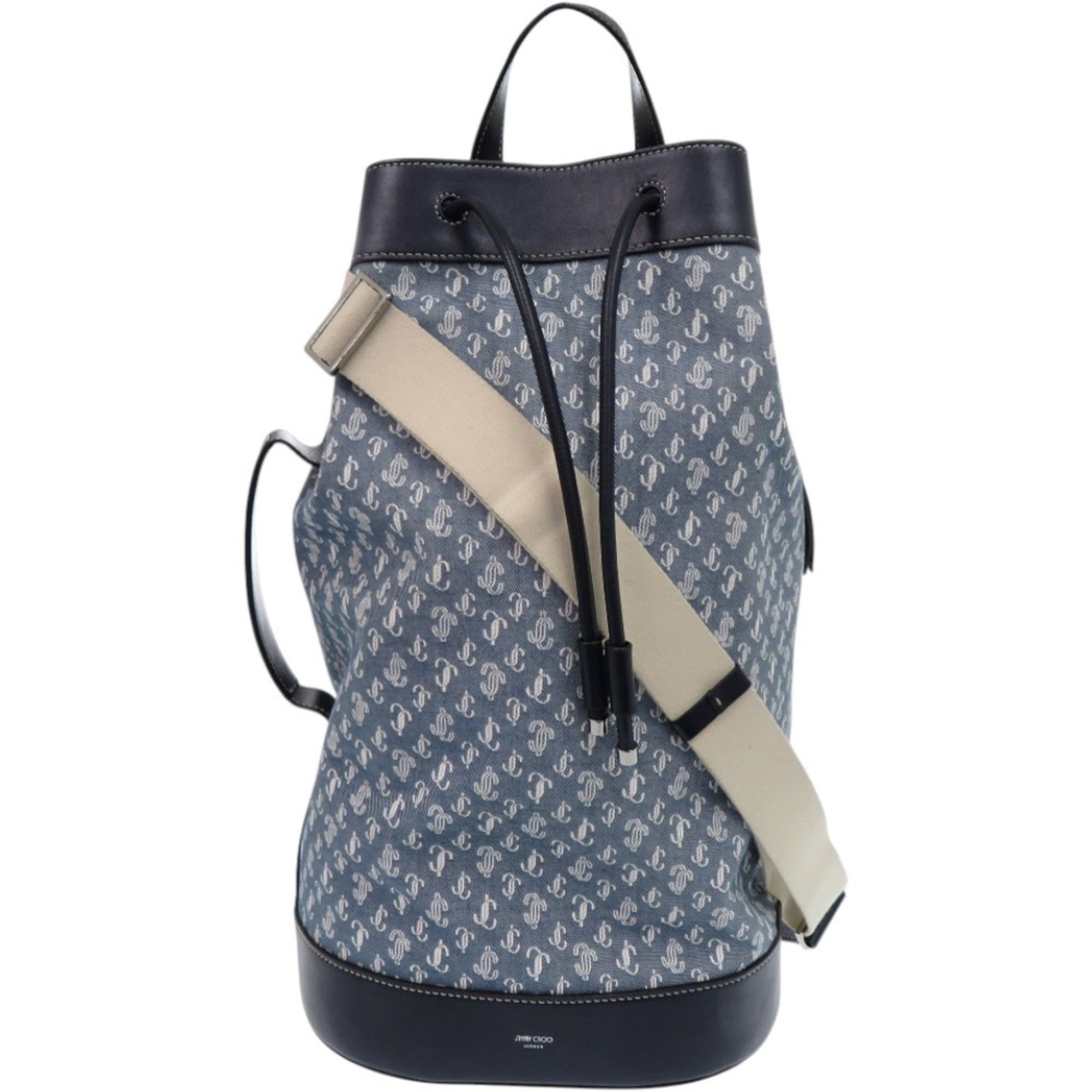 Jimmy Choo Backpack Shoulder Bag Denim Leather: Jimmy Choo Backpack Shoulder Bag Denim Leather The Jimmy Choo Backpack Shoulder Bag Denim Leather features a unique blend of denim and leather materials in a stylish blue hue. With its silver hardware