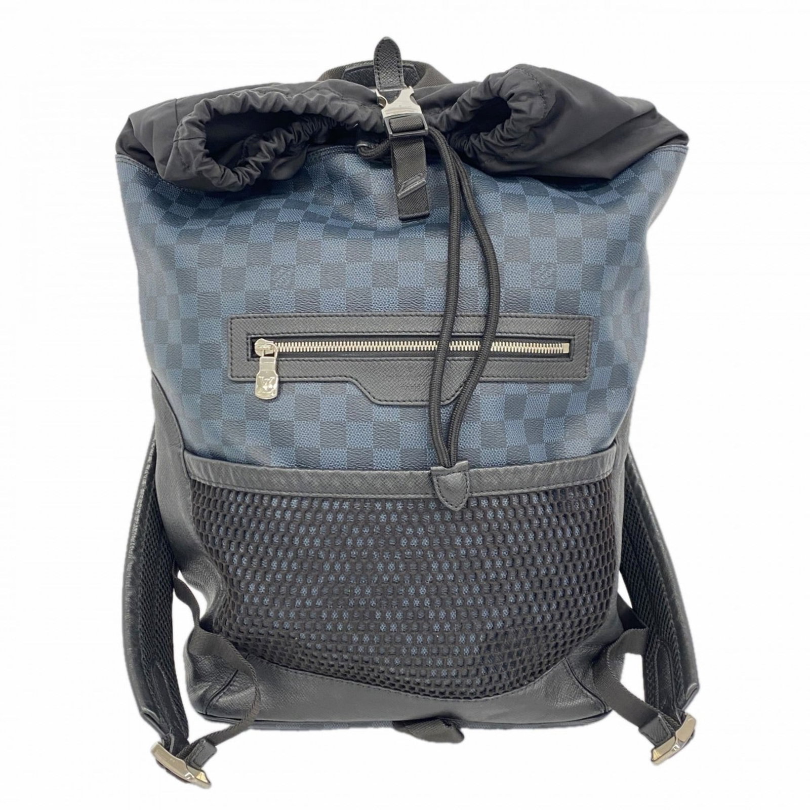 Louis Vuitton Backpack: Louis Vuitton Backpack Black Louis Vuitton Backpack with Traces of Usage. This used backpack features scratches and dirt, typical of its pre-owned condition, while still maintaining its iconic design.