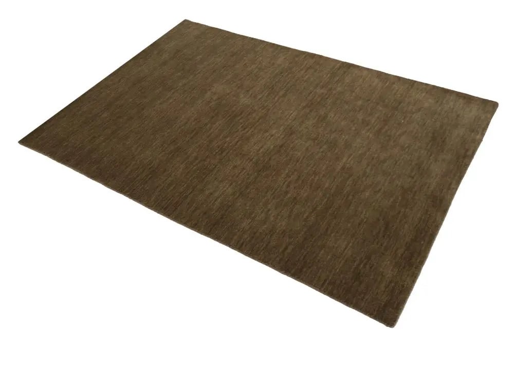 Solid Brown Design 4x6 Handloomed Gabbeh Wool Rug - 3