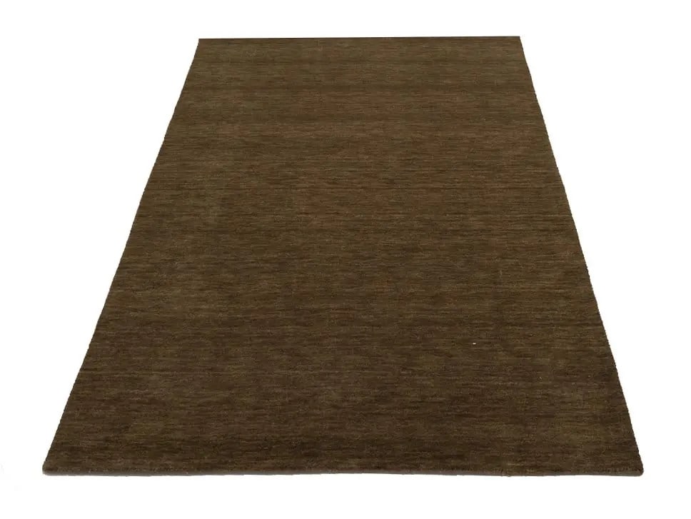 Solid Brown Design 4x6 Handloomed Gabbeh Wool Rug - 4