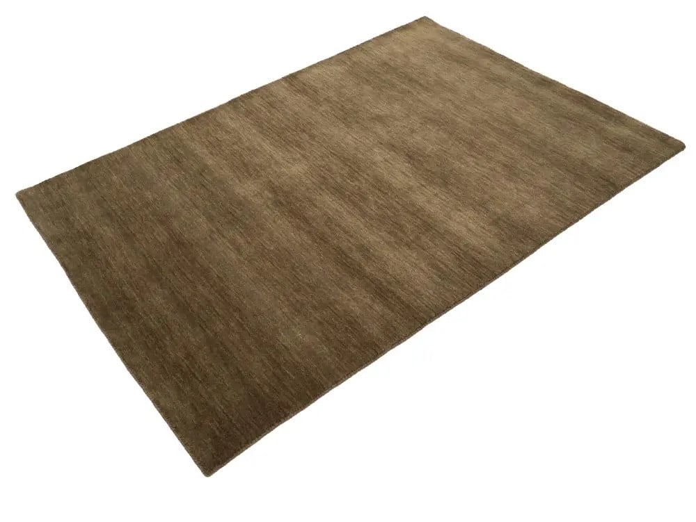 Solid Brown Design 4x6 Handloomed Gabbeh Wool Rug - 5