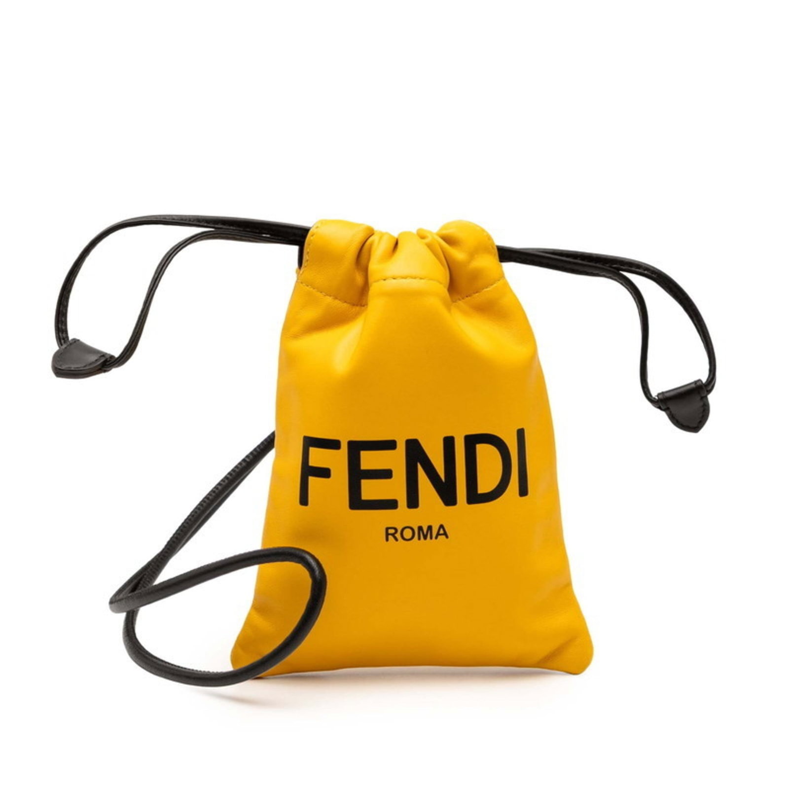 Fendi Pouch Leather: Fendi Pouch Leather Used Fendi Pouch Leather in Yellow. This leather pouch features yellow color and has a size of 18cm x 13cm x 1cm. It shows traces of usage with scratches / dirt, but remains genera