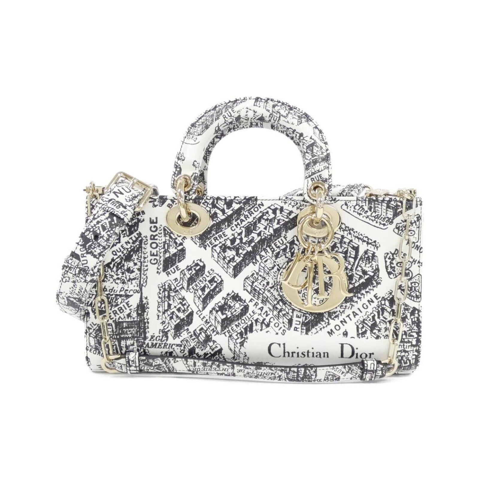 Christian Dior Handbag Leather: Christian Dior Handbag Leather Black and White Christian Dior Handbag Leather. This used handbag features high-quality leather with some scratches and dirt, giving it a worn-in look. Its classic desig