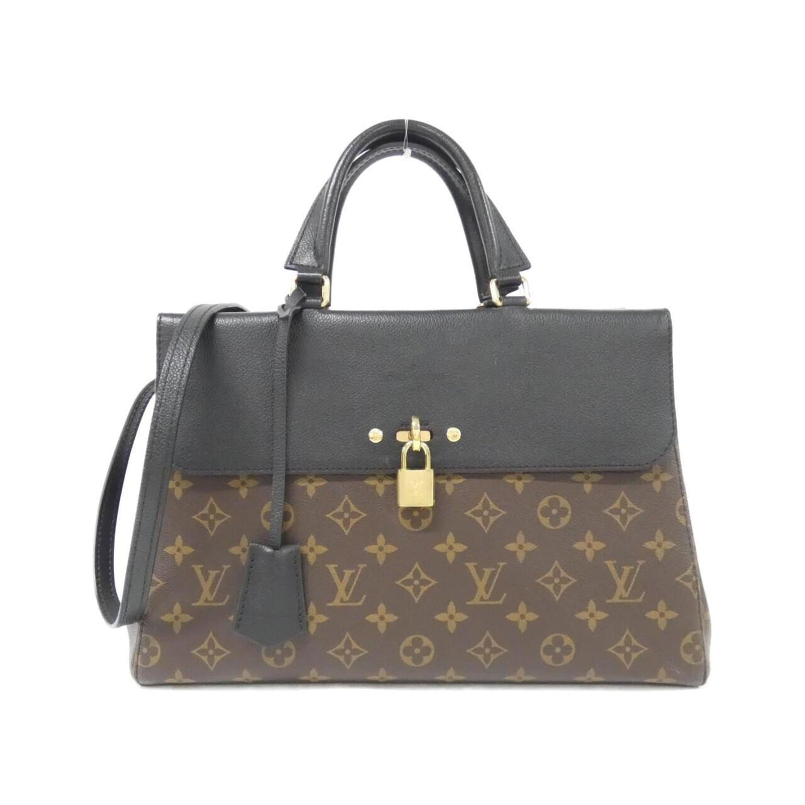 Louis Vuitton Handbag Monogram Leather: Louis Vuitton Handbag Monogram Leather Used Louis Vuitton Handbag Monogram Leather in black, featuring calf leather construction and a classic monogram design. The bag measures 23cm x 37cm x 14cm and