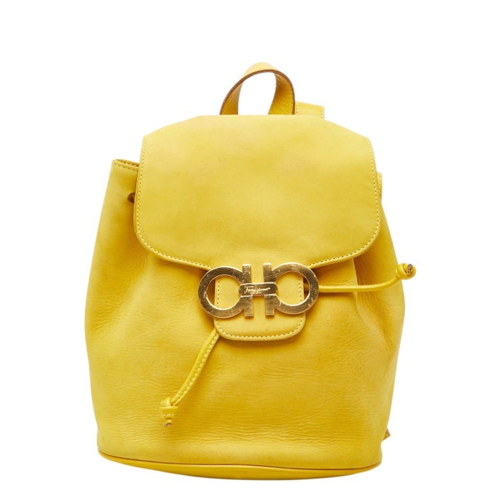 Salvatore Ferragamo Backpack Leather: Salvatore Ferragamo Backpack Leather This Salvatore Ferragamo backpack features high-quality leather construction and a classic design. With its bright yellow color and spacious interior, it's