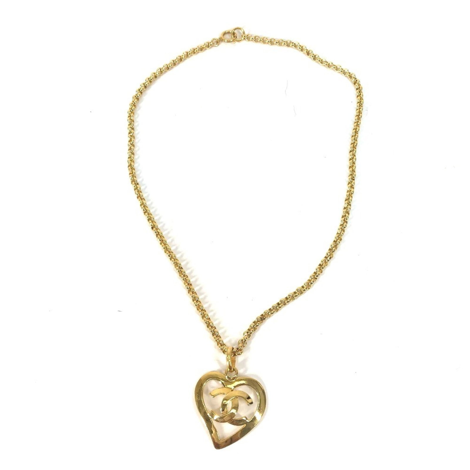 Chanel Vintage Heart Cc Coco Mark Chain Accessory 95P Necklace Gp Women'S Gold: Chanel Vintage Heart Cc Coco Mark Chain Accessory 95P Necklace Gp Women'S Gold Chanel's iconic Heart Cc Coco mark chain necklace is a timeless piece of gold jewelry. This vintage accessory features a 