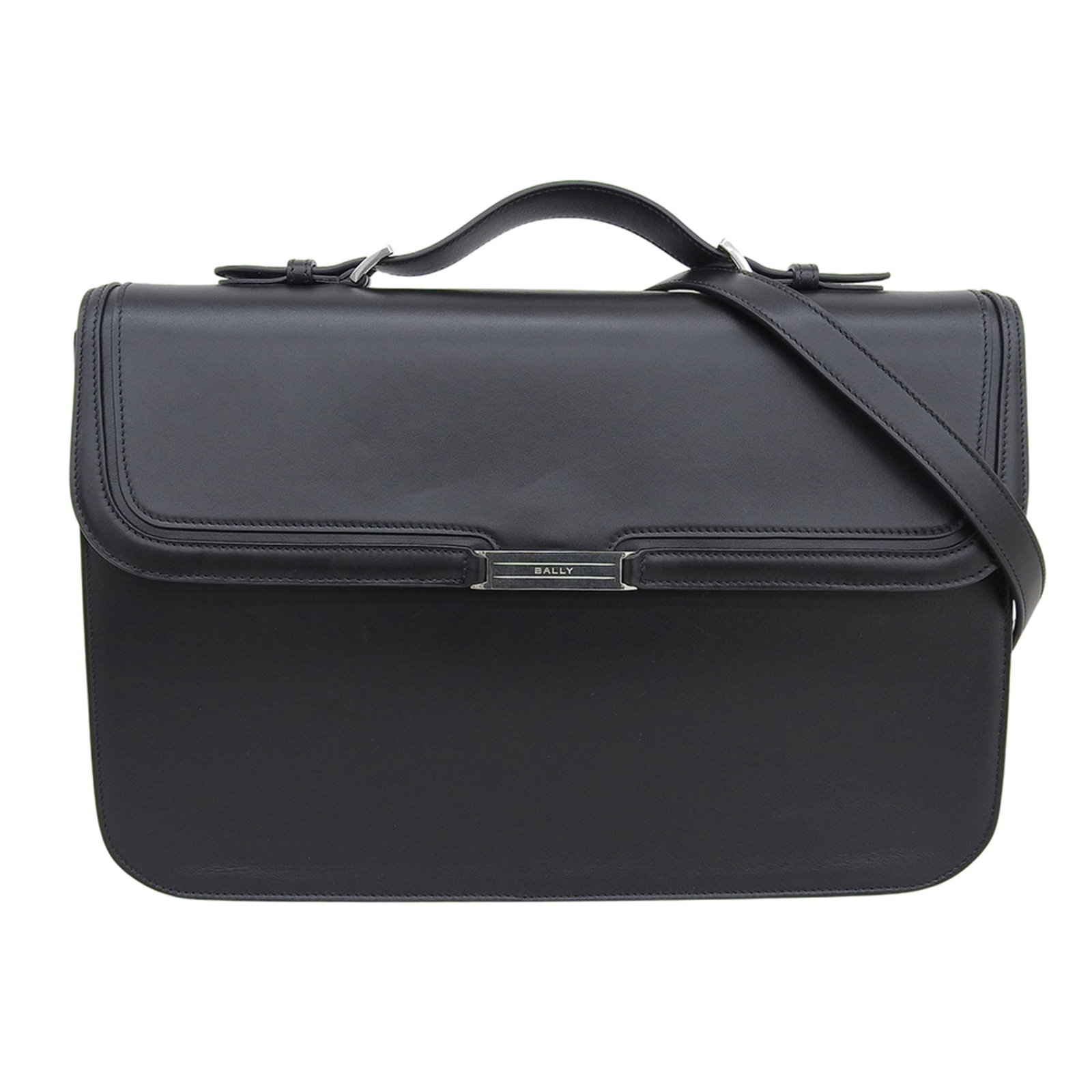 Bally Briefcase Leather: Bally Briefcase Leather The Bally Briefcase Leather is a classic, all-black leather briefcase with clean lines and a timeless design. Its durable construction and premium leather material ensure long-