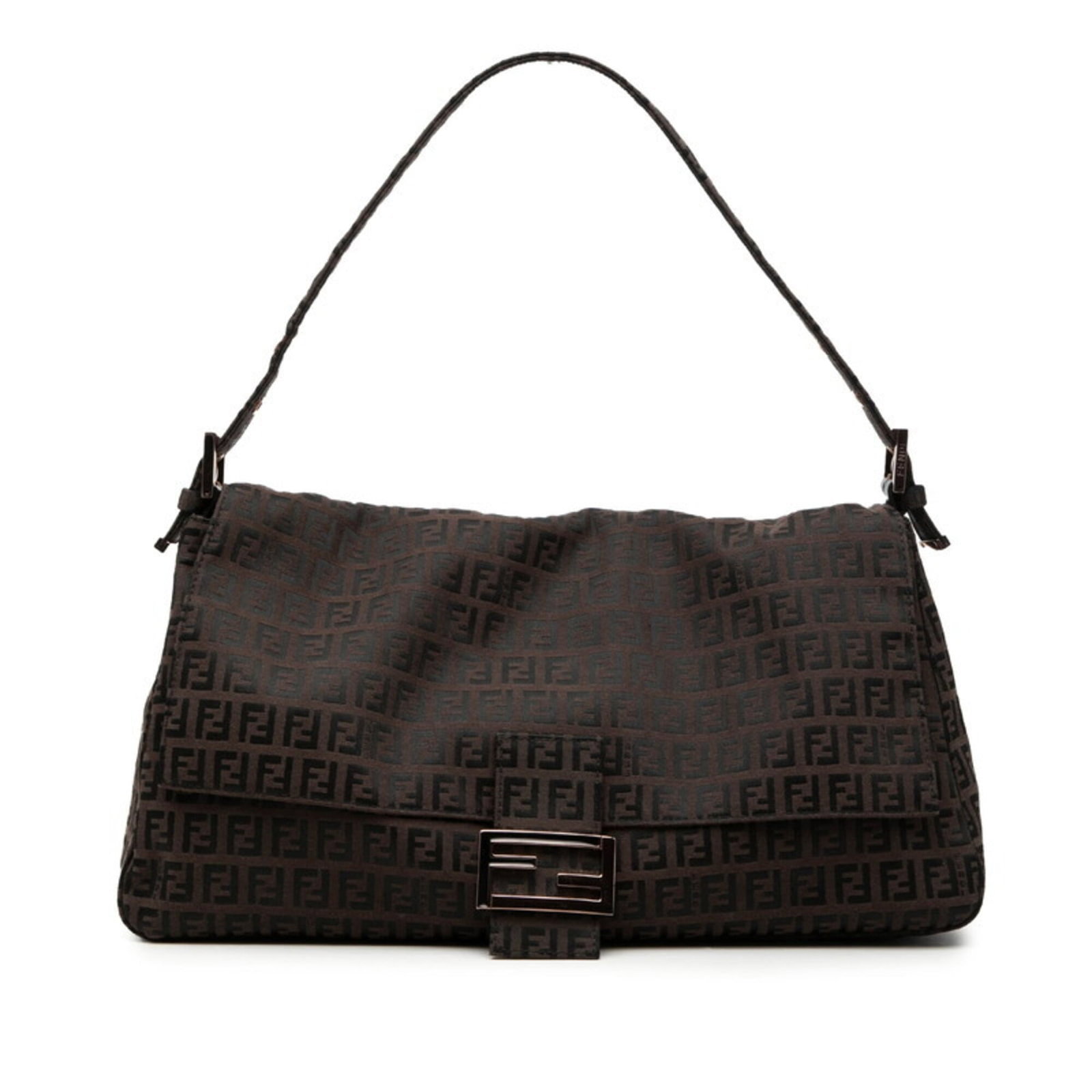 Fendi Handbag Shoulder Bag Canvas Leather: Fendi Handbag Shoulder Bag Canvas Leather Canvas and leather combine in this Fendi shoulder bag, offering a unique blend of textures. The brown color provides a timeless aesthetic, while the used cond