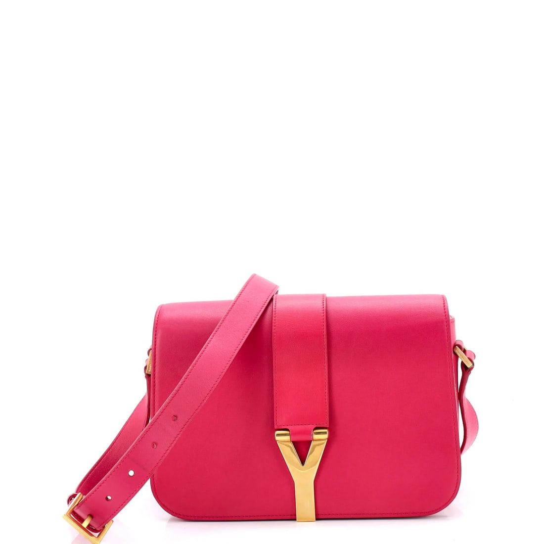 Leather Medium Saint Bag Chyc Flap Laurent: Leather Medium Saint Bag Chyc Flap Laurent The Saint Laurent Medium Chyc Flap Bag boasts a vibrant pink exterior made from high-quality leather, featuring a chic cross-body design. With its spacious i