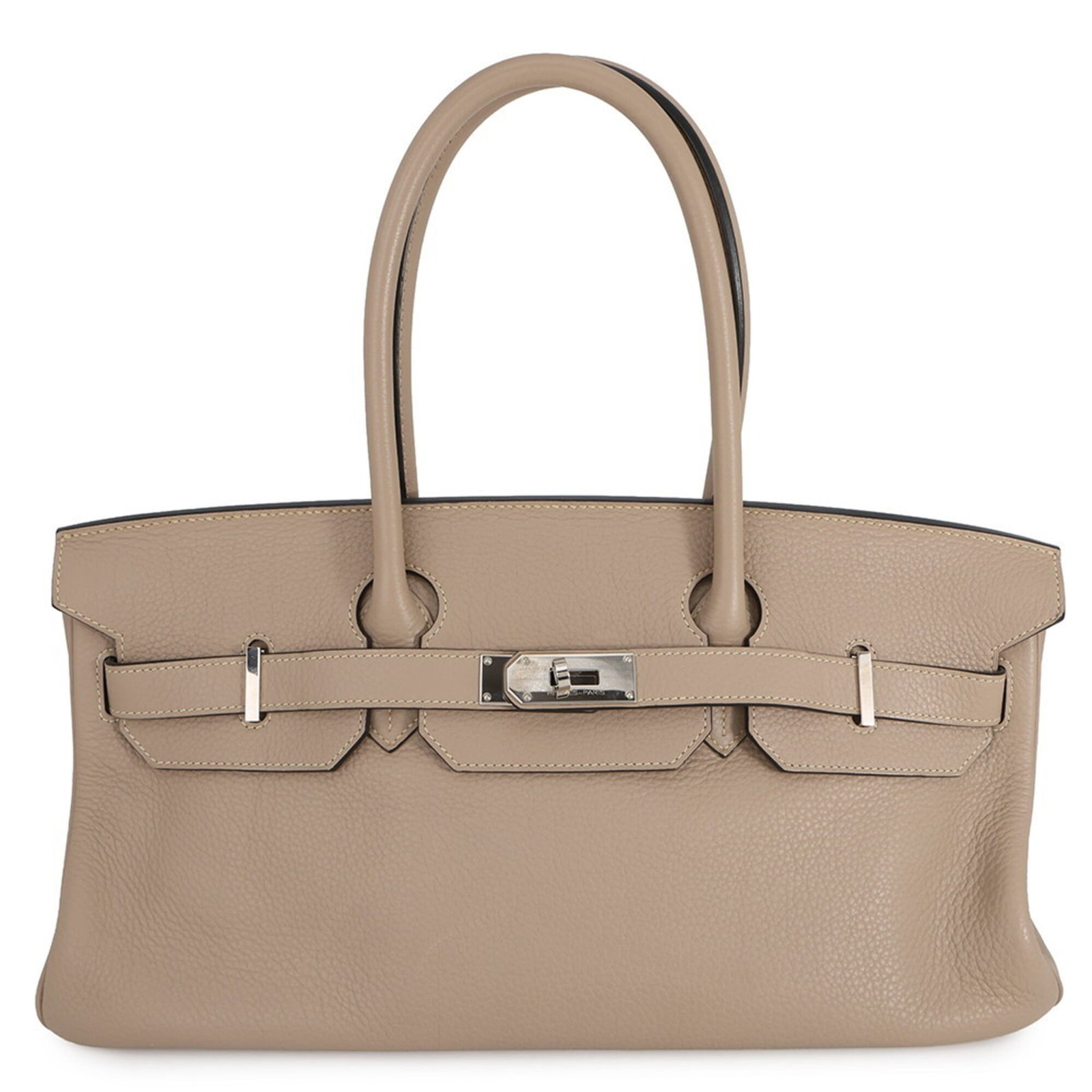 Hermes Handbag Taurillon Clemence Leather: Hermes Handbag Taurillon Clemence Leather Taurillon Clemence Leather handbag from Hermes features a classic design with a timeless look and feel. This used item boasts high-quality Taurillon Clemence 