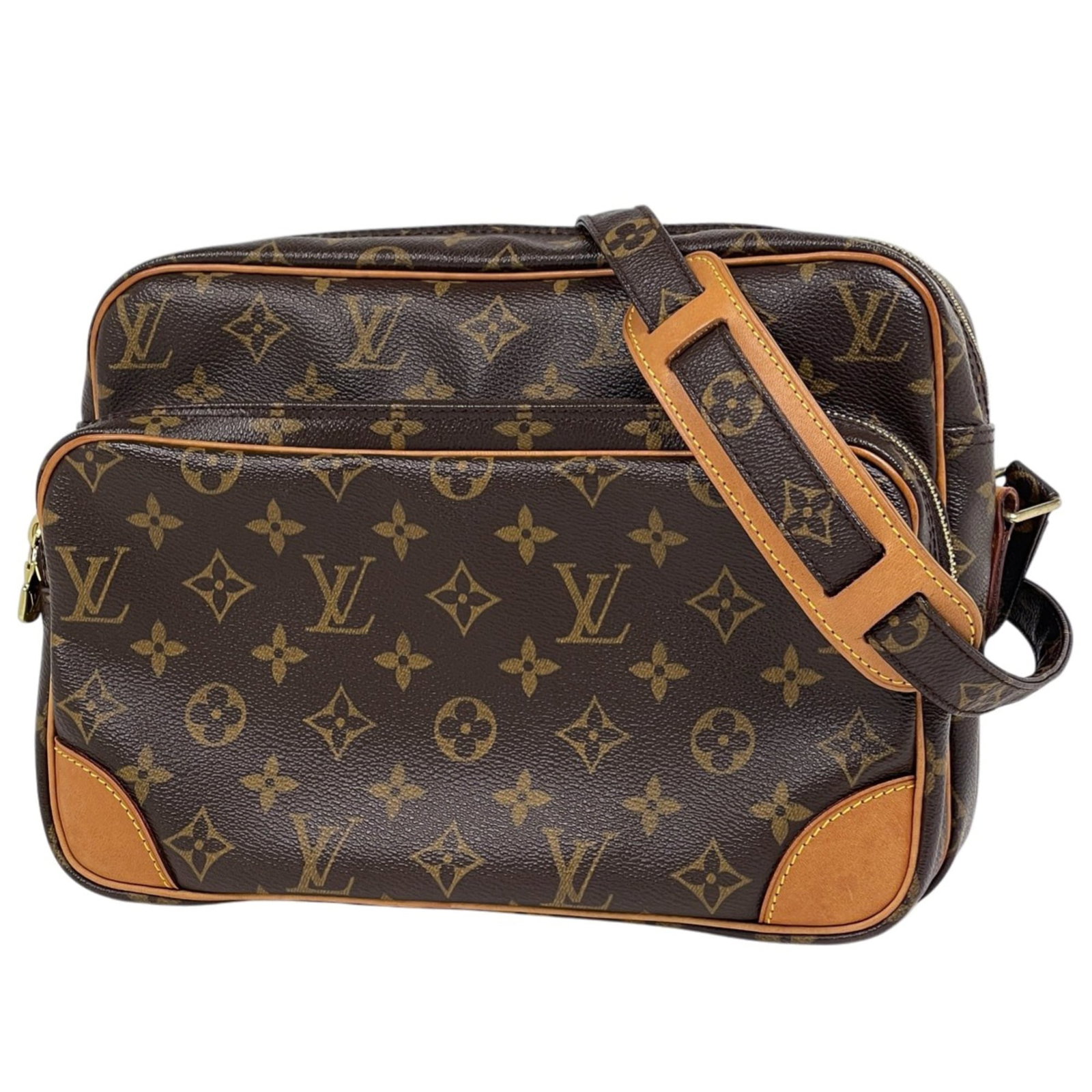 Louis Vuitton Shoulder Bag Monogram: Louis Vuitton Shoulder Bag Monogram Brown Monogram Louis Vuitton Shoulder Bag with Zipper Outer Pocket. This pre-owned shoulder bag features the iconic monogram pattern and has been worn, showing