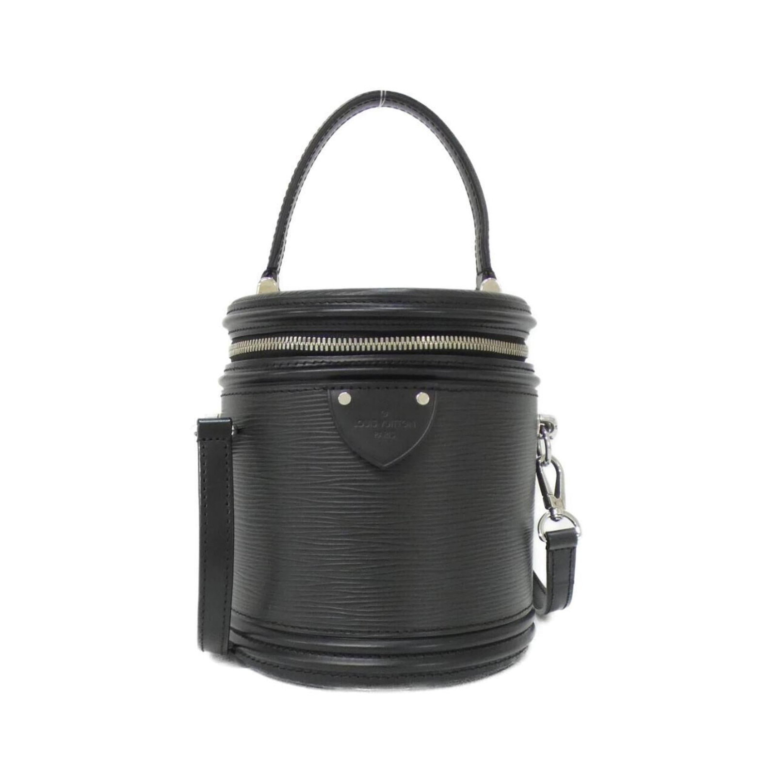 Louis Vuitton Handbag Leather: Louis Vuitton Handbag Leather Black Louis Vuitton Handbag Made from high-quality Calf Leather, this classic women's bag features silver hardware and a timeless design. With its 17cm x 15cm x 14cm