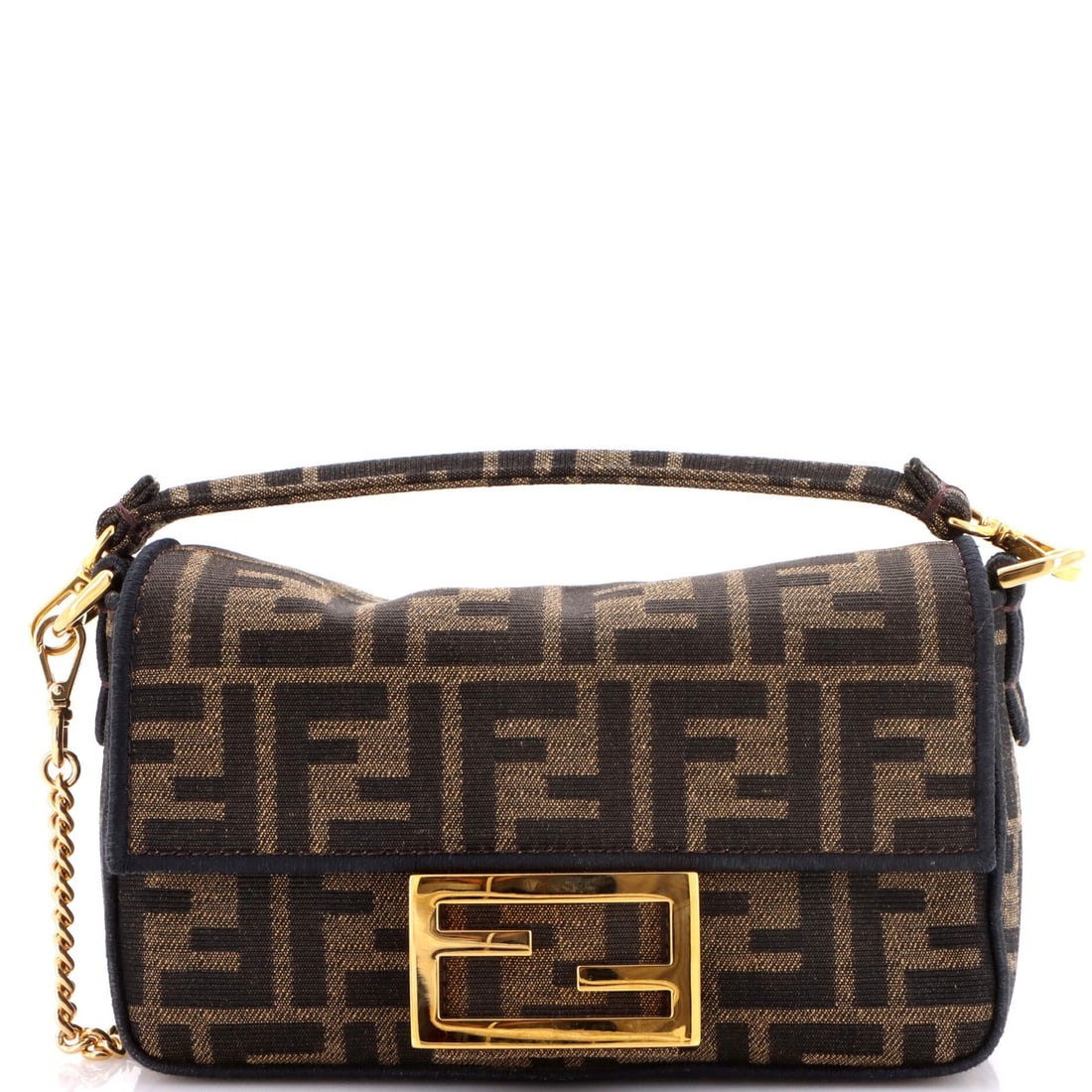 Bag Zucca NM Canvas Mini Fendi Baguette: Bag Zucca NM Canvas Mini Fendi Baguette The Bag Zucca NM Canvas Mini Fendi Baguette is a stylish cross-body bag featuring a classic brown canvas exterior with gold hardware. Measuring just under 4