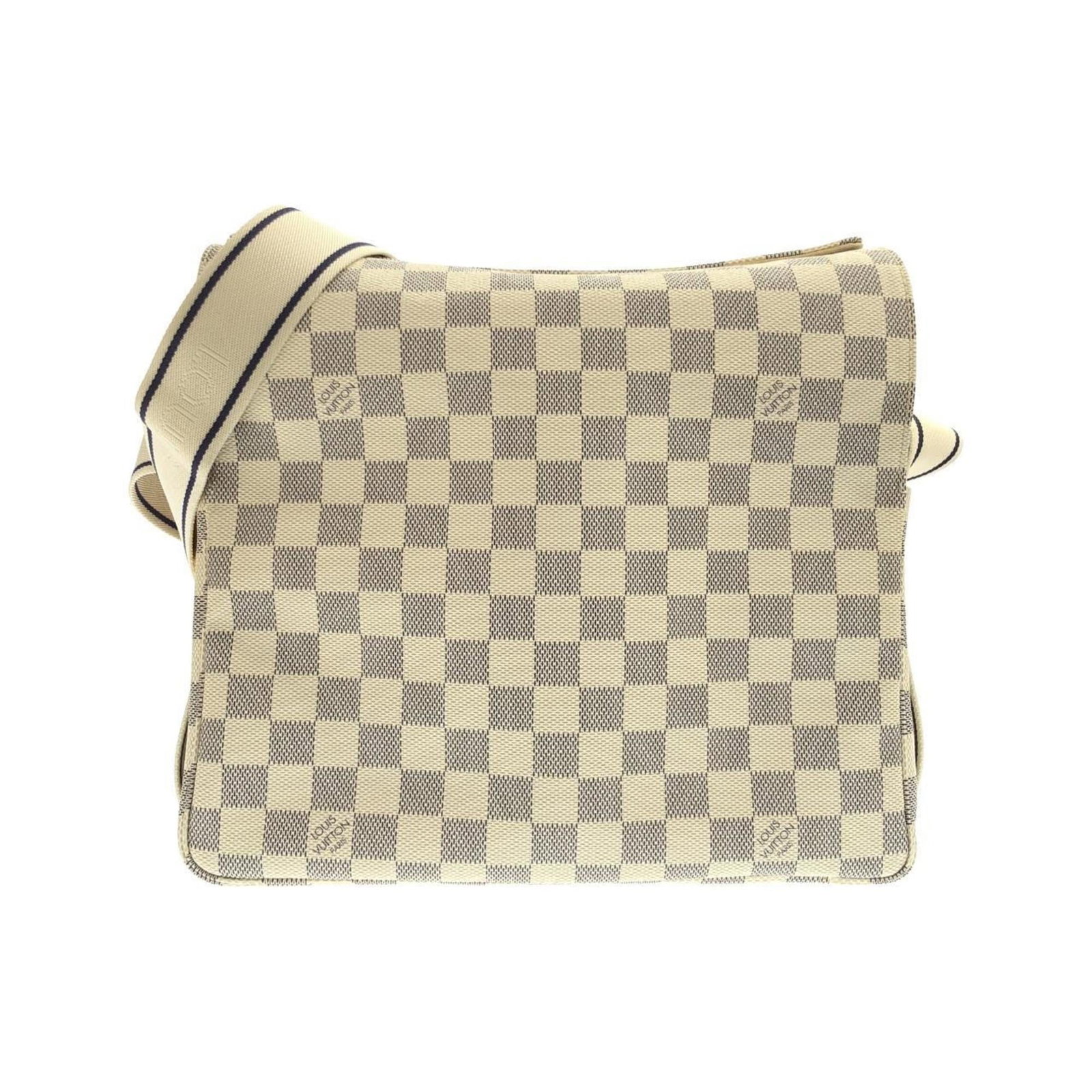 Louis Vuitton Shoulder Bag Coated Canvas: Louis Vuitton Shoulder Bag Coated Canvas Coated canvas construction provides durability and style. This Louis Vuitton shoulder bag features an Azur and White color combination and measures 23cm x