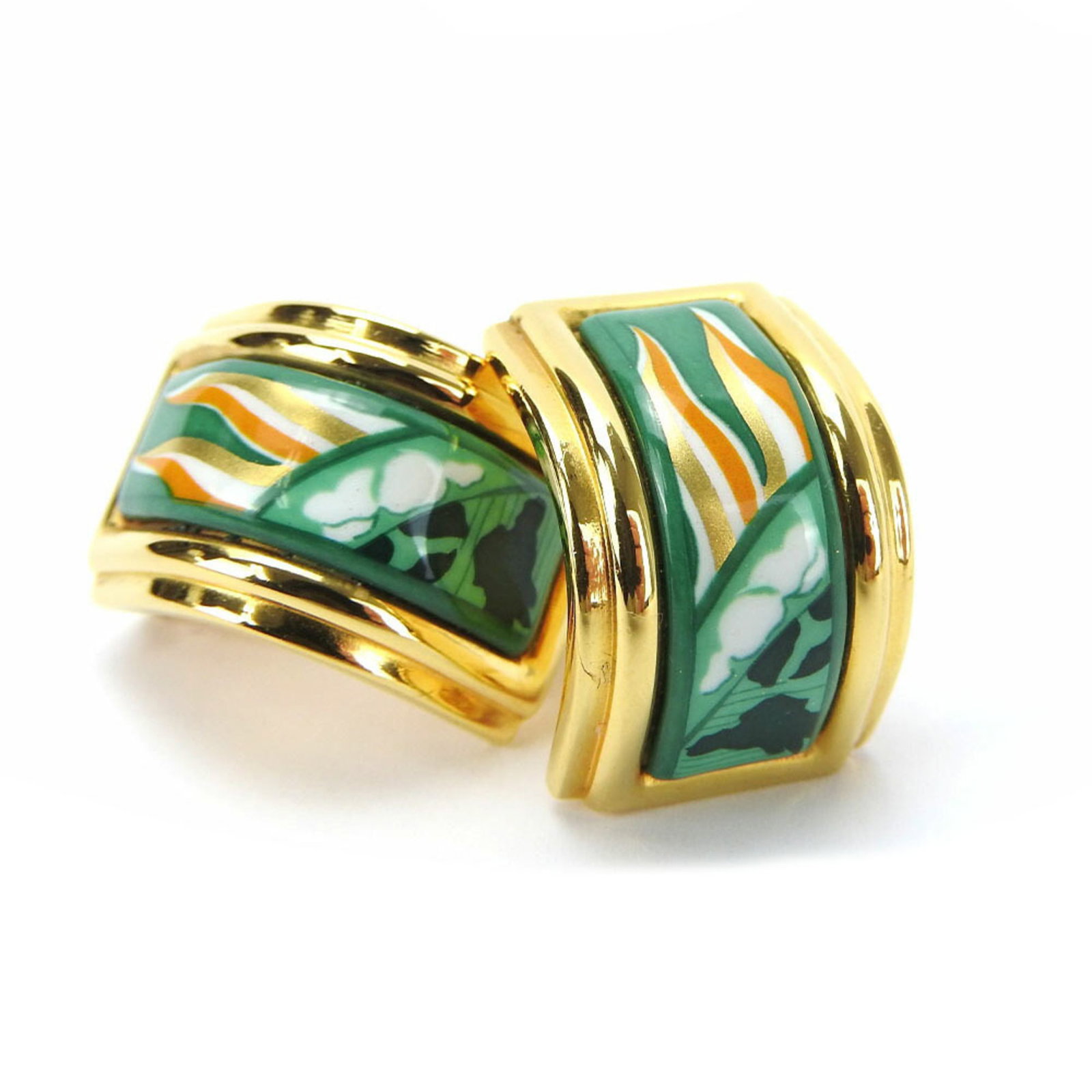 Hermes Clip Earrings Cloisonn/Enamel Metal (1 of 6)