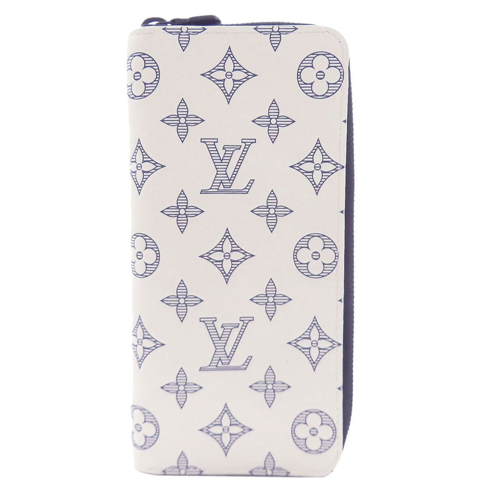 Louis Vuitton Long Wallet (Bi-Fold) Monogram Shadow: Louis Vuitton Long Wallet (Bi-Fold) Monogram Shadow The Louis Vuitton Long Wallet (Bi-Fold) Monogram Shadow in Navy and White features a classic bi-fold design with a distinctive monogram pattern. Wit