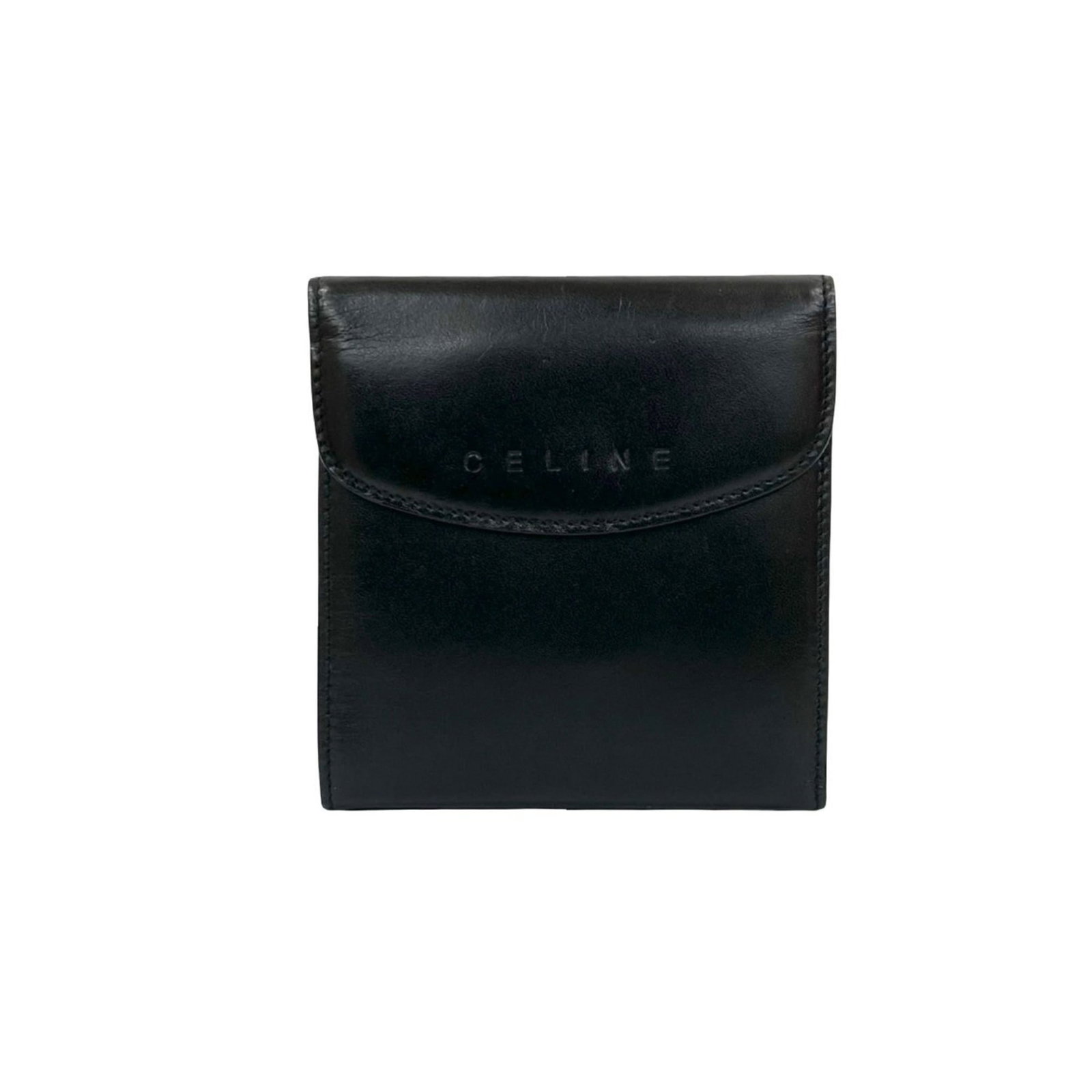 Celine Wallet (Bi-Fold) Leather Pvc: Celine Wallet (Bi-Fold) Leather Pvc This Celine bi-fold leather wallet features a sleek design with a durable PVC coating. With its classic black color and compact size, it's perfect for everyday