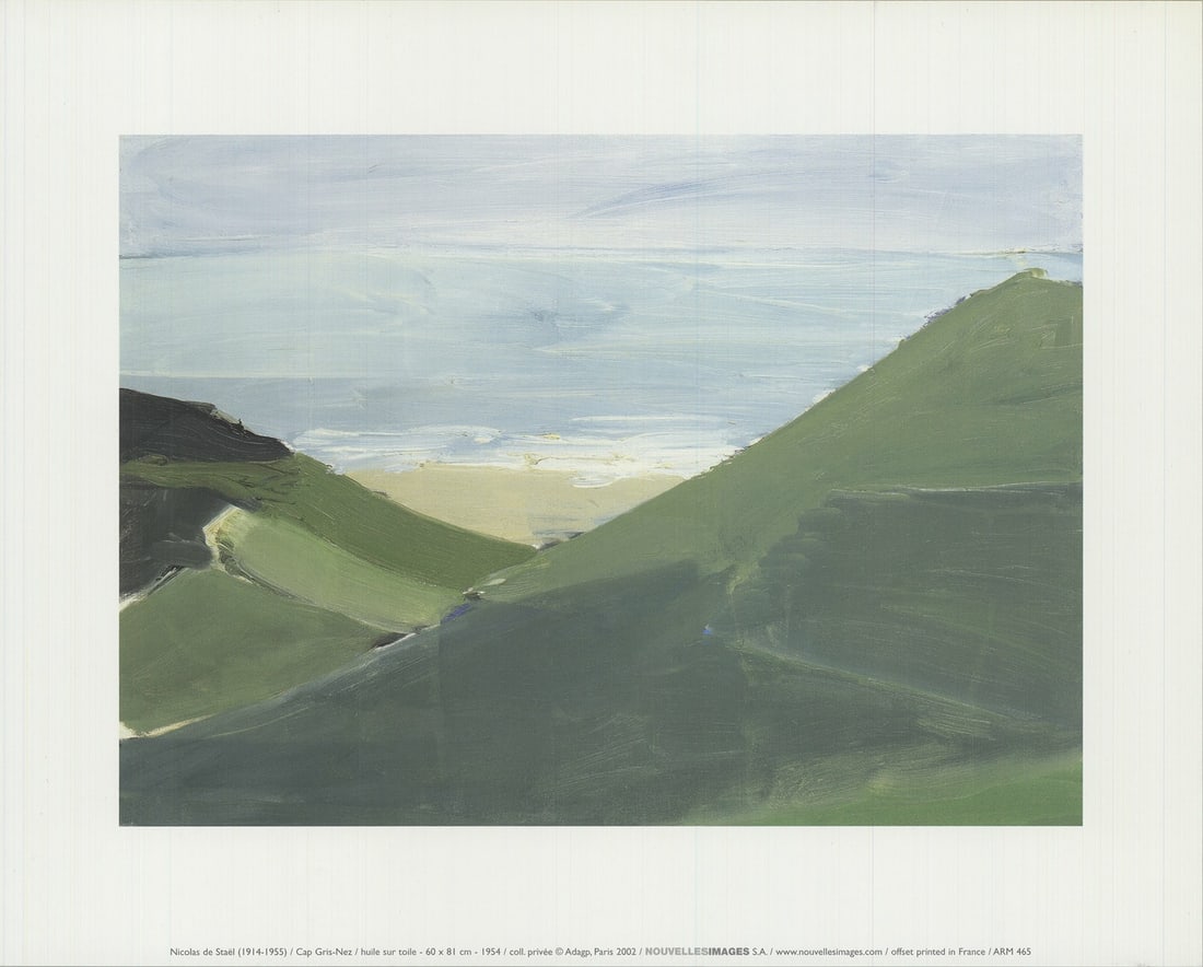 Cap Gris Neze Nicolas De Staal 2002 Lithograph Offset Gree Abstract: Cap Gris Neze Nicolas De Staal 2002 Lithograph Offset Gree Abstract Cap Gris-Nez by Nicolas De Stael (2002) is a stunning offset lithograph abstract landscape. Printed on high-quality paper in a