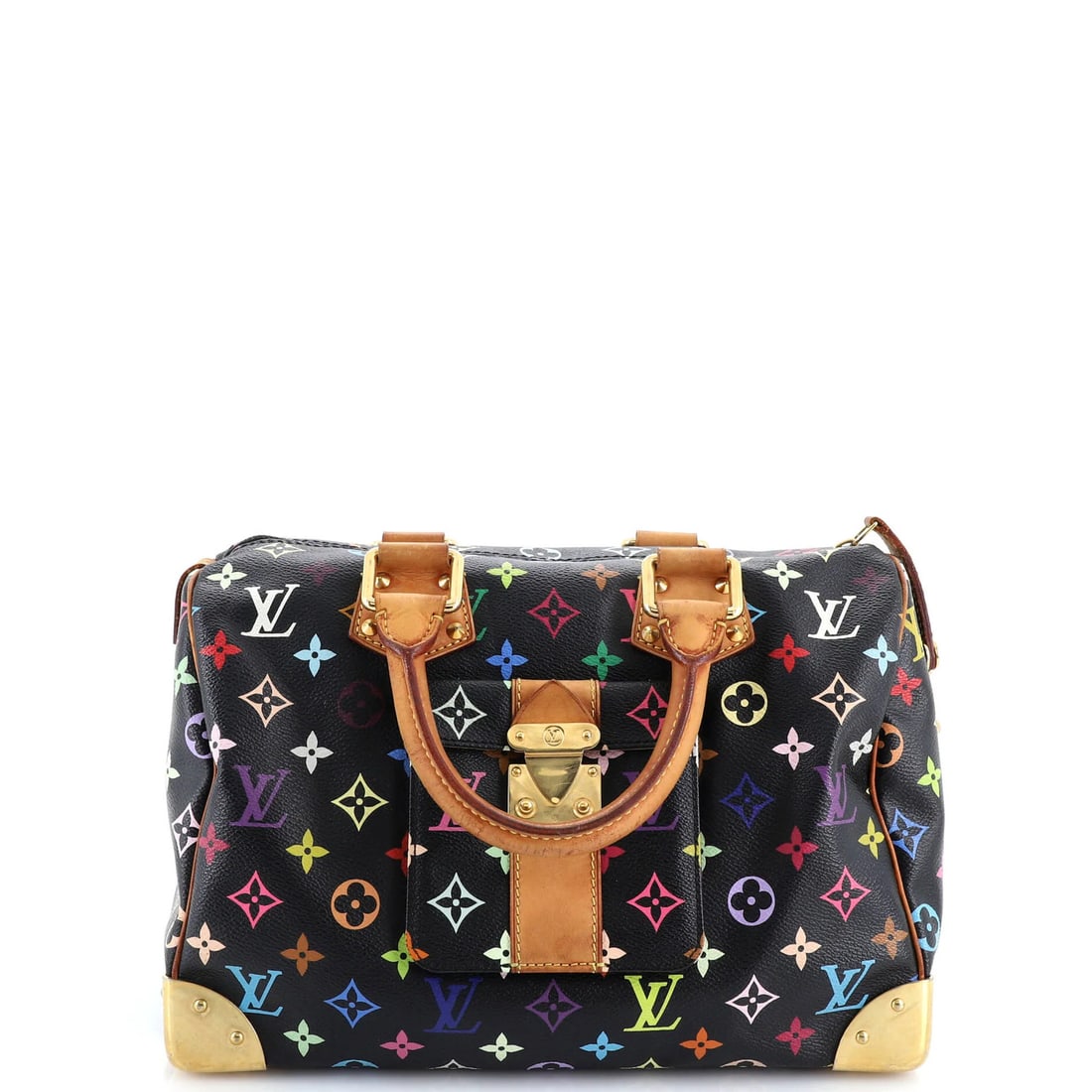 Speedy Louis Vuitton Monogram Colorful Bag: Speedy Louis Vuitton Monogram Colorful Bag Canvas Coated Louis Vuitton Speedy Satchel in Multicolor. This iconic bag boasts a vibrant multicolor exterior with black canvas coated leather and gold