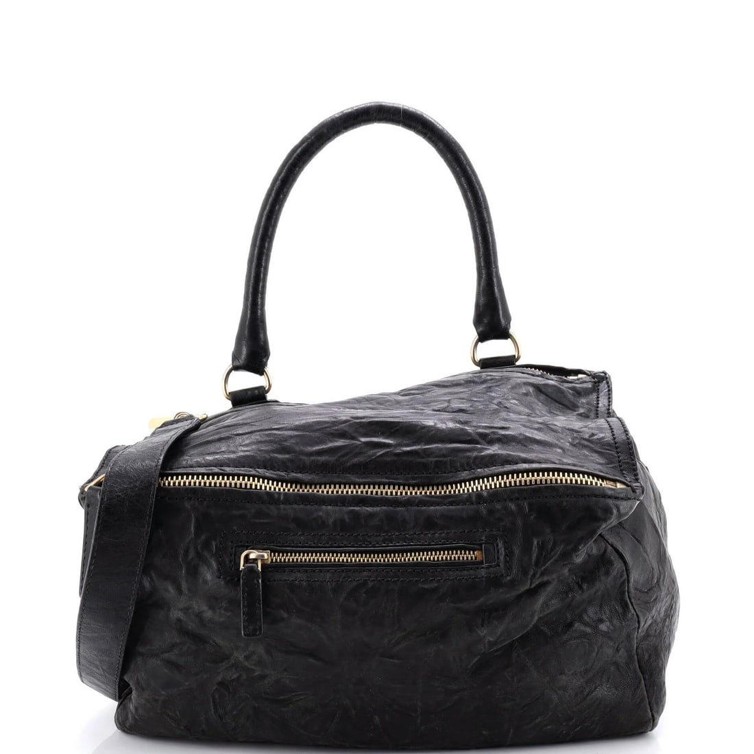 Pandora Medium Leather Givenchy Bag: Pandora Medium Leather Givenchy Bag The Pandora Medium Leather Givenchy Bag features a classic shoulder design with clean lines and a timeless black leather exterior. With its gold-tone hardware and
