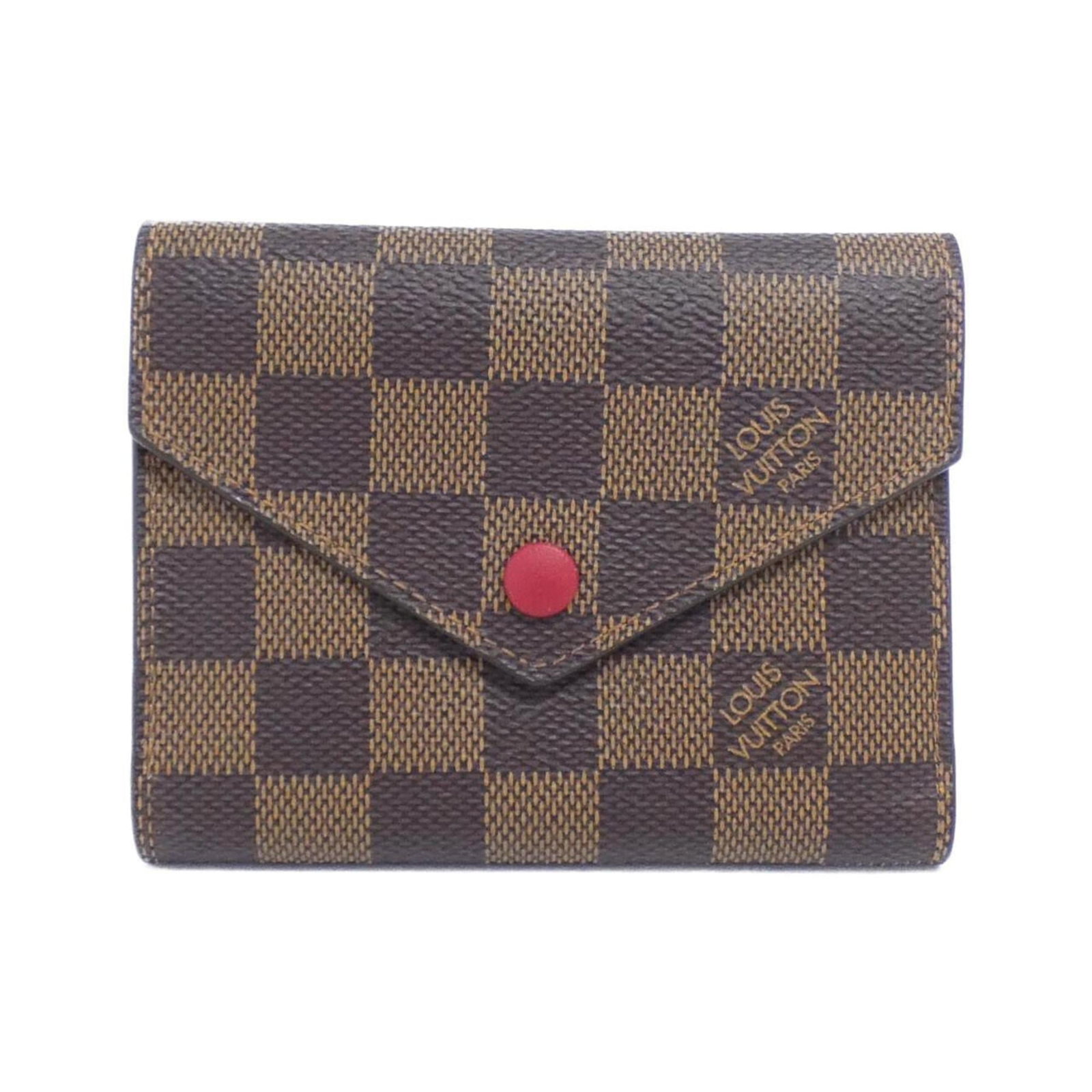 Louis Vuitton Wallet (Tri-Fold) Coated Canvas: Louis Vuitton Wallet (Tri-Fold) Coated Canvas The Louis Vuitton Wallet (Tri-Fold) Coated Canvas features a classic tri-fold design with Ebene and Rouge colors, adding a touch of elegance to any