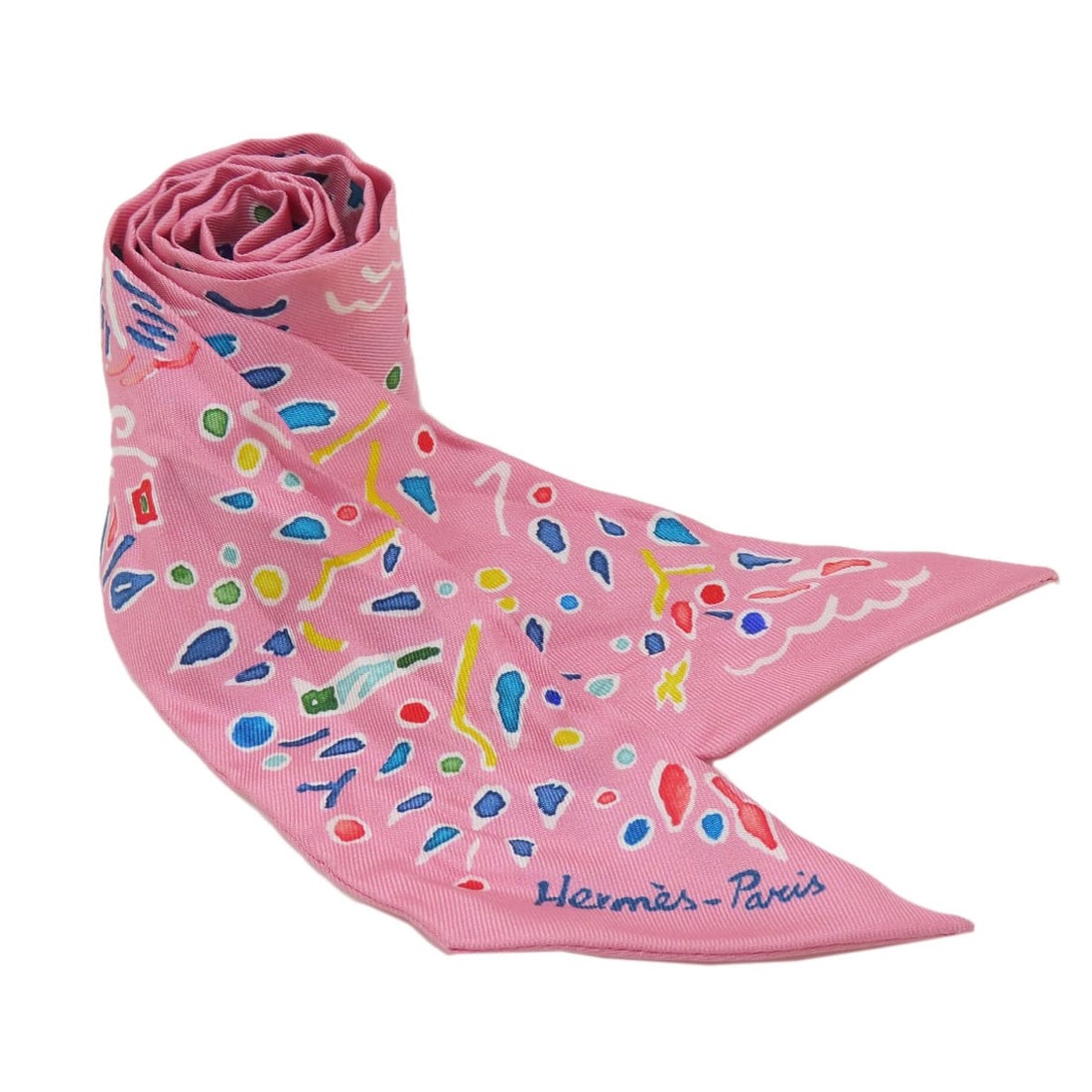 Silk scarf by Hermes: Silk scarf by Hermes Silk scarf in vibrant pink hue, crafted from high-quality silk material. The exterior features a striking pink color, making this accessory a bold statement piece. A beautiful add