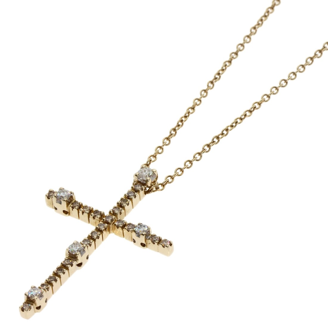 Diamond necklace cross gold diamond yellow K18: Diamond necklace cross gold diamond yellow K18 K18 yellow gold diamond necklace boasts a striking combination of luxury and sophistication. The 23.6-inch length features a prominent cross design